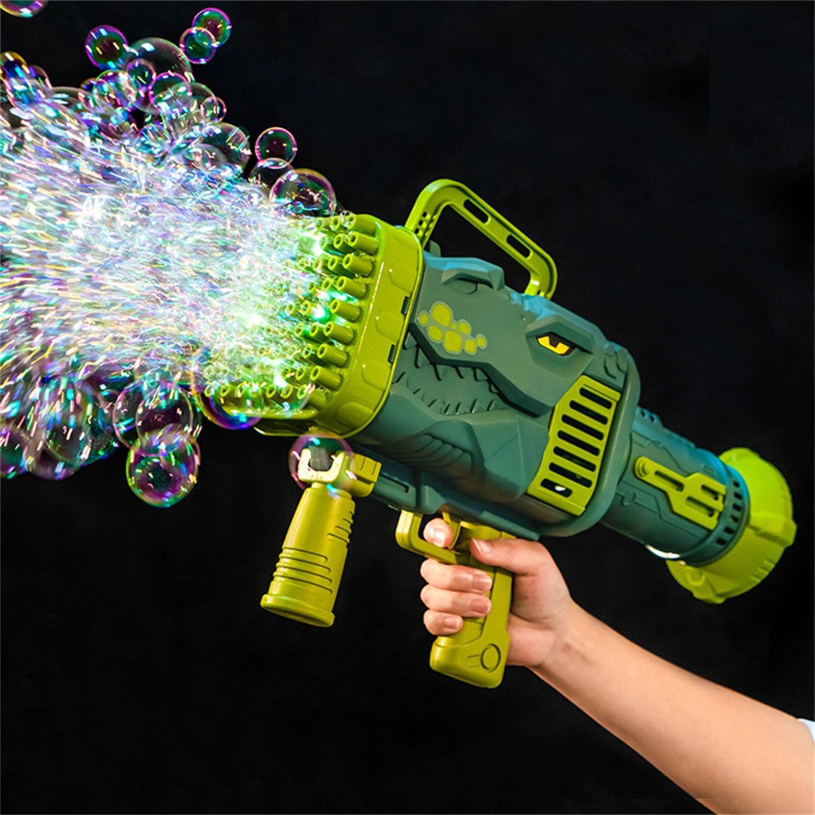 32-Hole Automatic Bubble Blower Machine for Kids - Large Bubble Maker with LED Lights, Leak-Proof Design - Perfect for Toddlers, Birthday Parties, Outdoor Play & Backyard Fun (Green)
