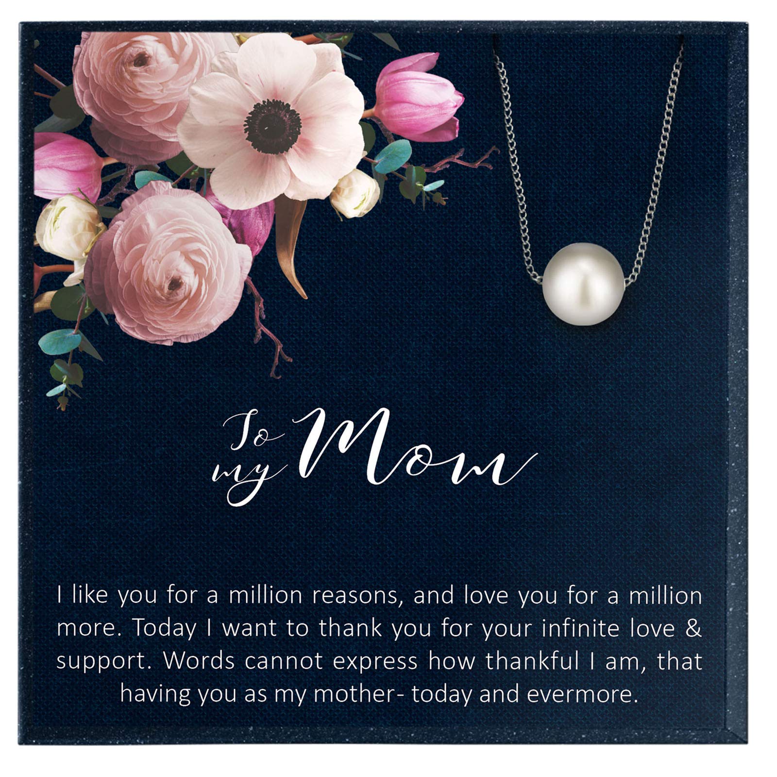Grace of Pearl Mother Necklace - Personalized Jewelry Gift for Mom from Daughter or Son | Elegant Pearl Pendant for Birthday, Mother's Day & Special Occasions