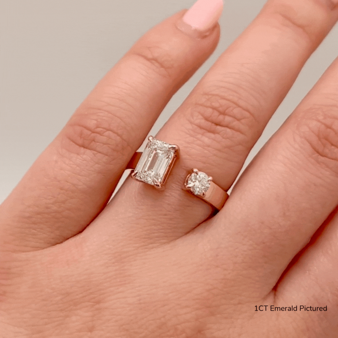Emerald Cut Diamond Engagement Ring with Brilliant Gap Band - Perfect for Proposals, Anniversaries & Special Occasions