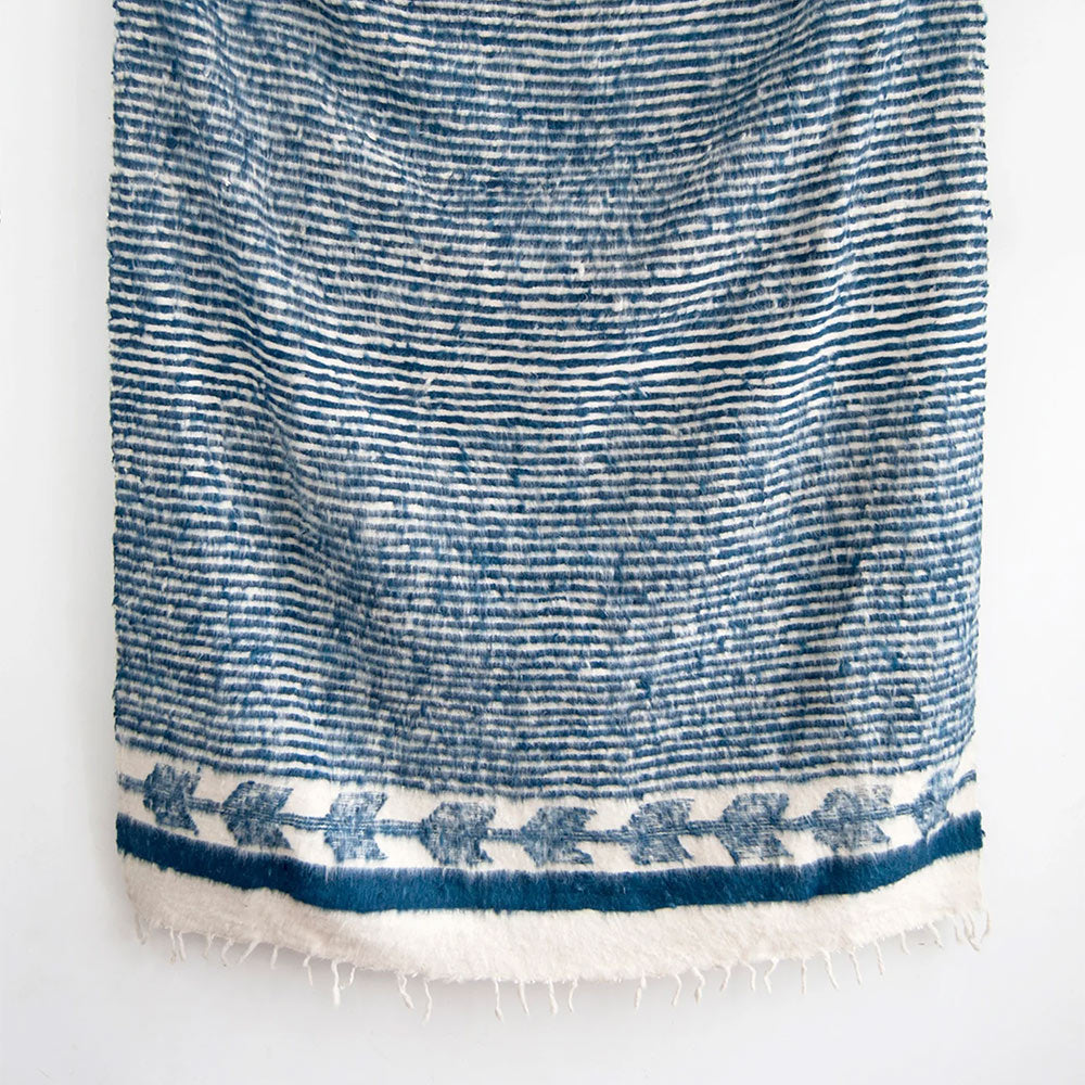 Hand Loomed Indigo Blue Cotton Throw Blanket - Soft & Cozy for Bed, Sofa & Outdoor Use