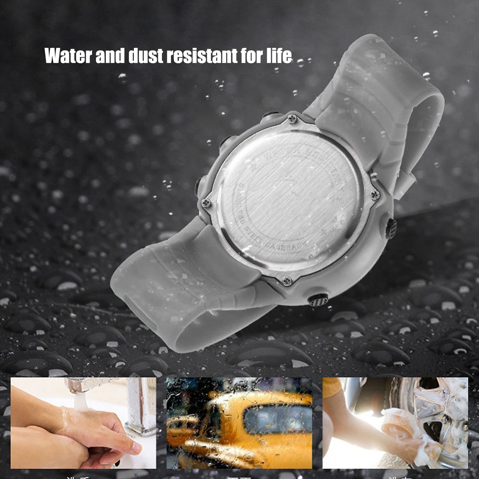 Men's Digital Outdoor Sports Watch - HZ500 Waterproof Multifunctional Electronic Wristwatch with LCD Backlight & Large HD Screen | Perfect for Running, Cycling, Hiking, Camping & Casual Wear (Grey)