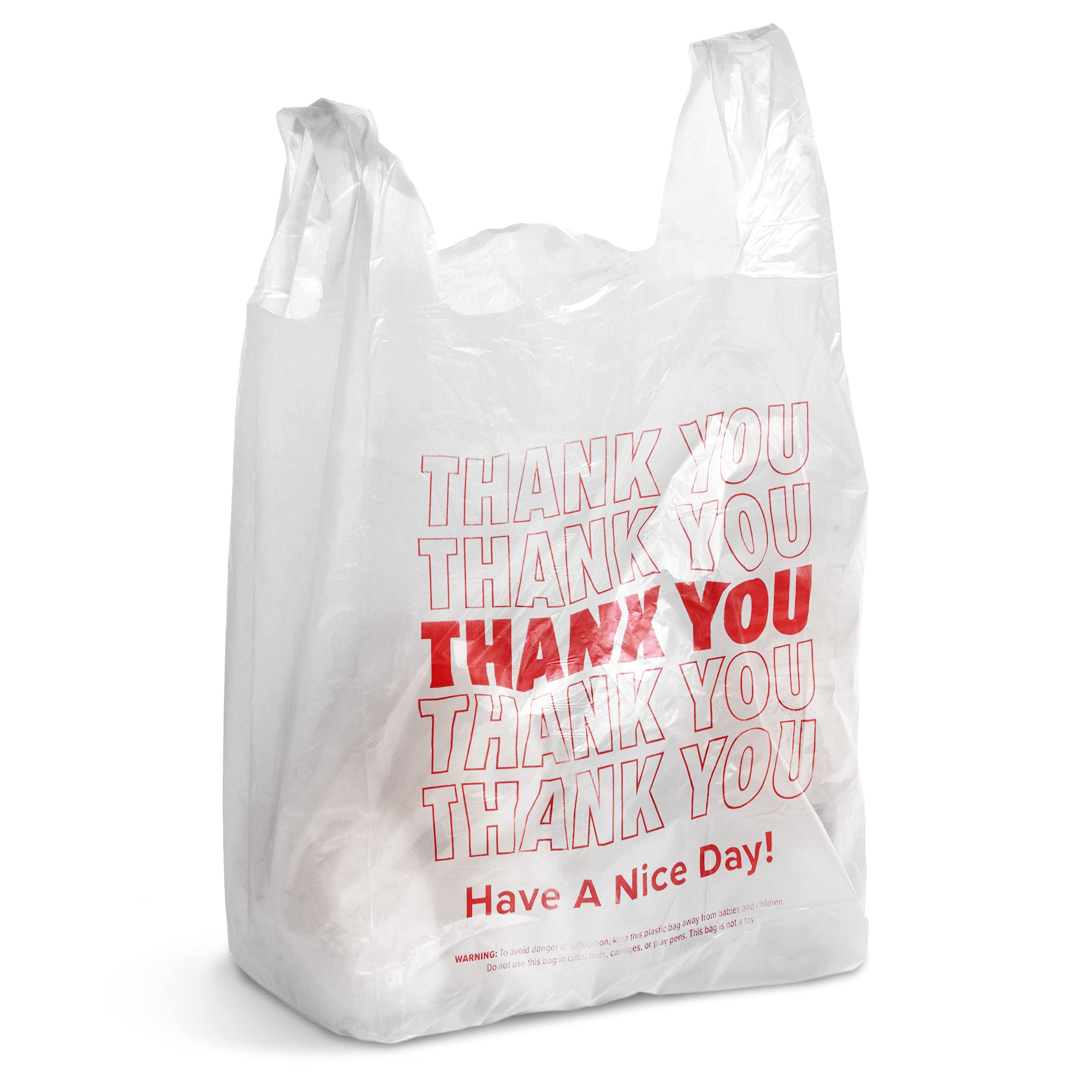APQ 2000 Pack 6x3x12 Thank You Plastic Bags - 0.65 Mil Thickness Reusable Preprinted Shopping Bags | Durable Poly Carry-Out T-Shirt Bags for Retail Stores, Restaurants & Clothing Boutiques | Perfect for Gift Wrapping, Takeout Orders & Customer Purchases