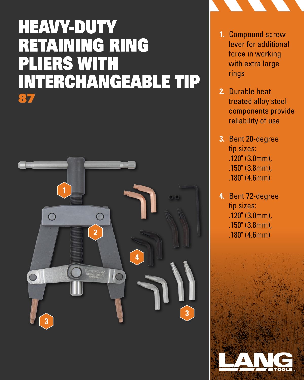 Heavy Duty Pliers with Tip Kit - A&E Lang Tools 87 for Auto Repair