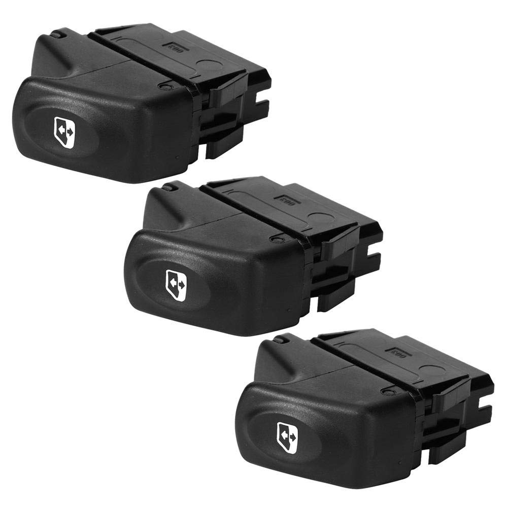 Qiilu 3-Piece Car Electric Window Switch Buttons (7700838100) - Power Window Switch Replacement Compatible with Renault Vehicles | Perfect for DIY Auto Repairs & Window Mechanism Upgrades