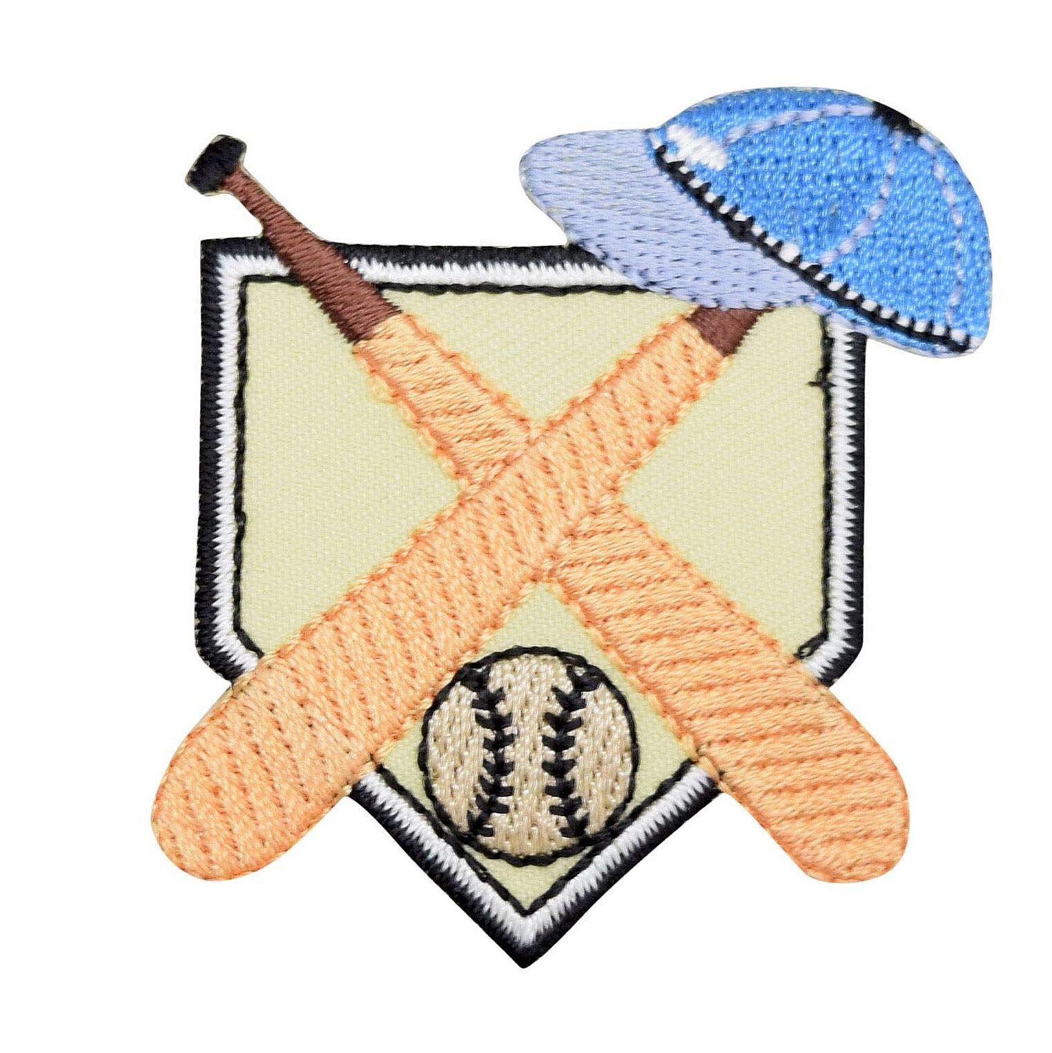Baseball Home Plate with Crossed Bats & Ball Embroidered Iron-On Patch - Perfect for DIY Jersey Customization, Team Uniforms & Fan Apparel Decoration