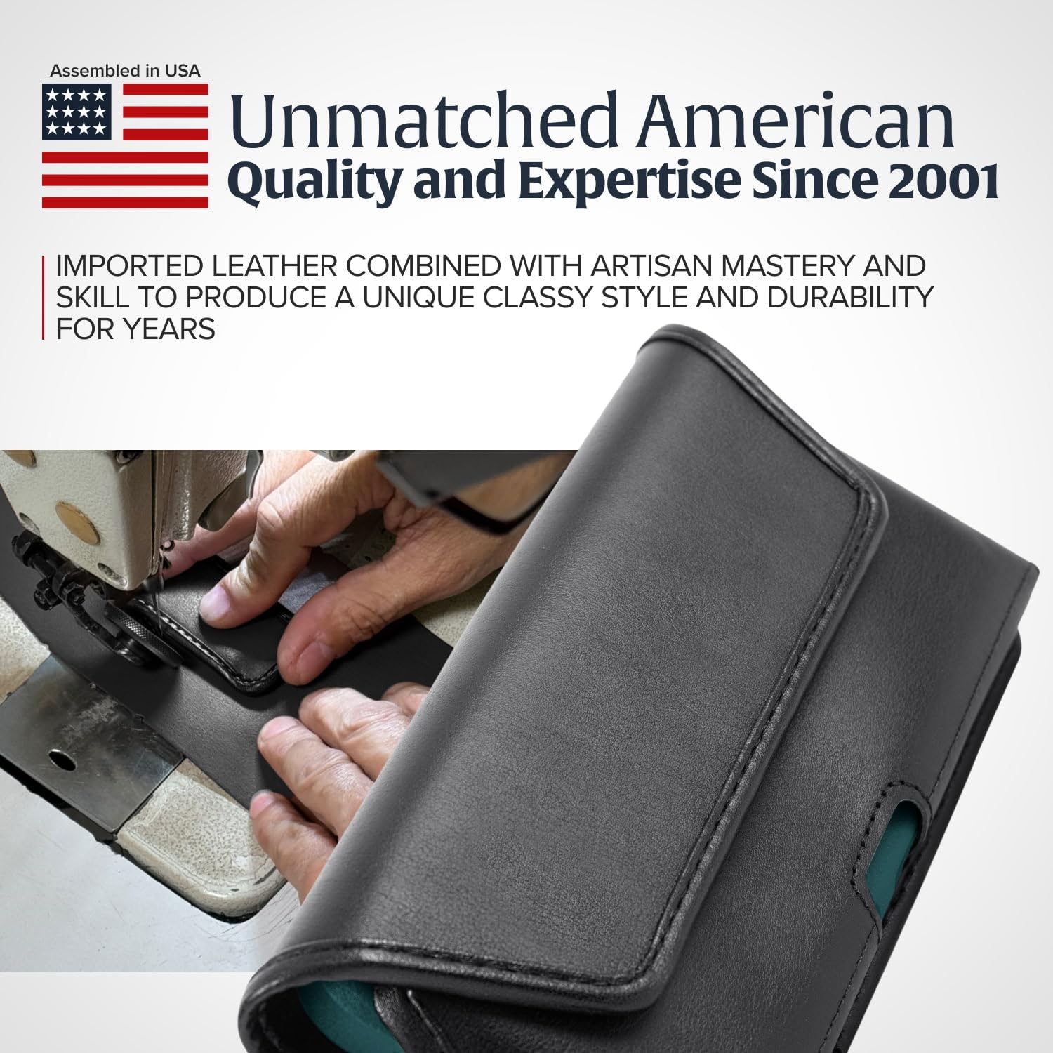 Premium Leather Phone Holster for iPhone 14/14 Pro/13/13 Pro/12/12 Pro - Black Belt Clip Pouch Compatible with Slim Cases | Durable Leather Phone Holder for Work, Hiking & Outdoor Activities