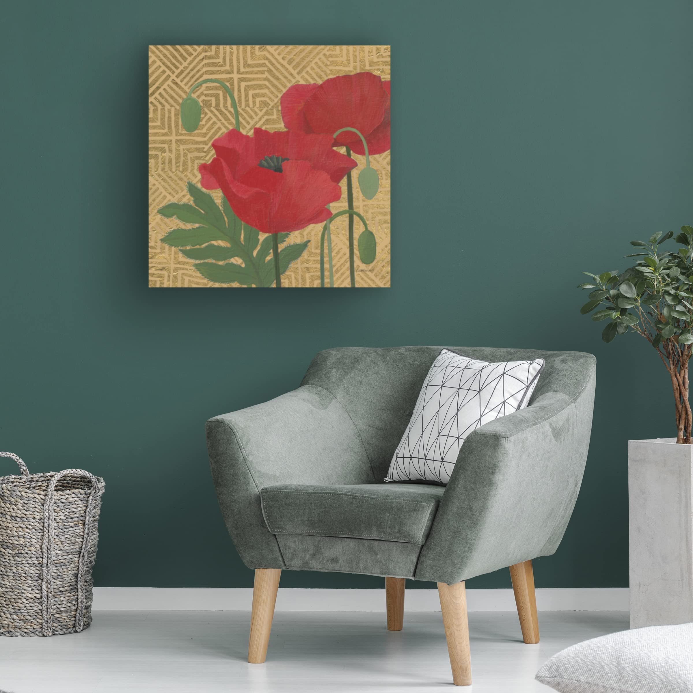 Trademark Fine Art 'More Poppies with Pattern' Canvas Wall Art Print by Kathrine Lovell - Floral Home Decor for Living Room, Bedroom & Office
