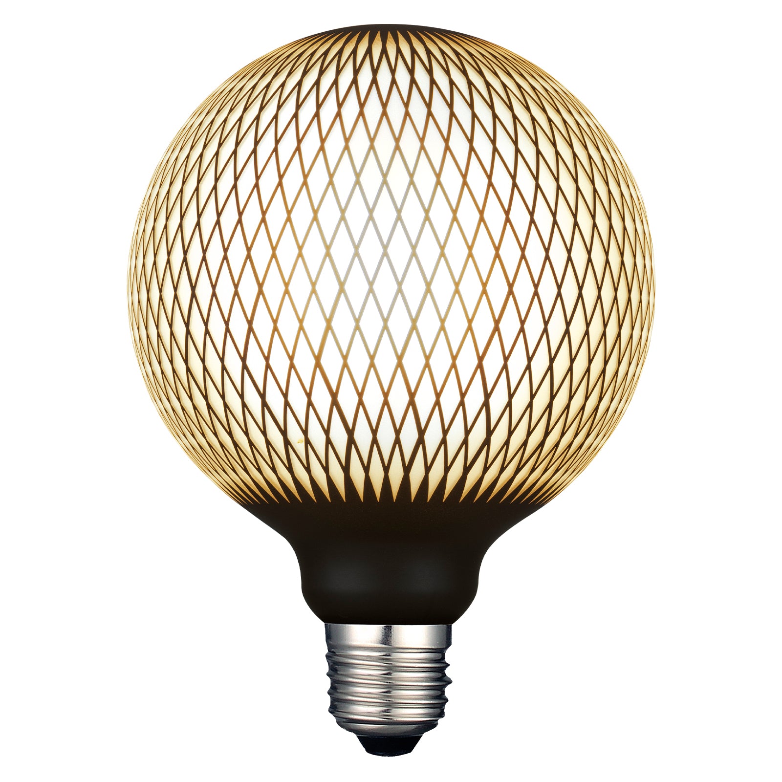 4W 2700K Warm White LED Frosted Bulb with Black Net Mesh - ES/E27 G125 Globe Light for Home, Restaurant, and Cafe Ambient Lighting