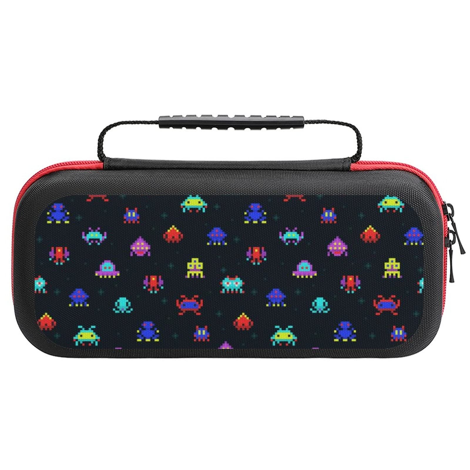 FunnyStar Space Invaders Argyle Pattern Nintendo Switch Carrying Case - Protective Storage Handbag for Switch Console & Accessories | Perfect for Travel, Commuting & Gaming On-The-Go