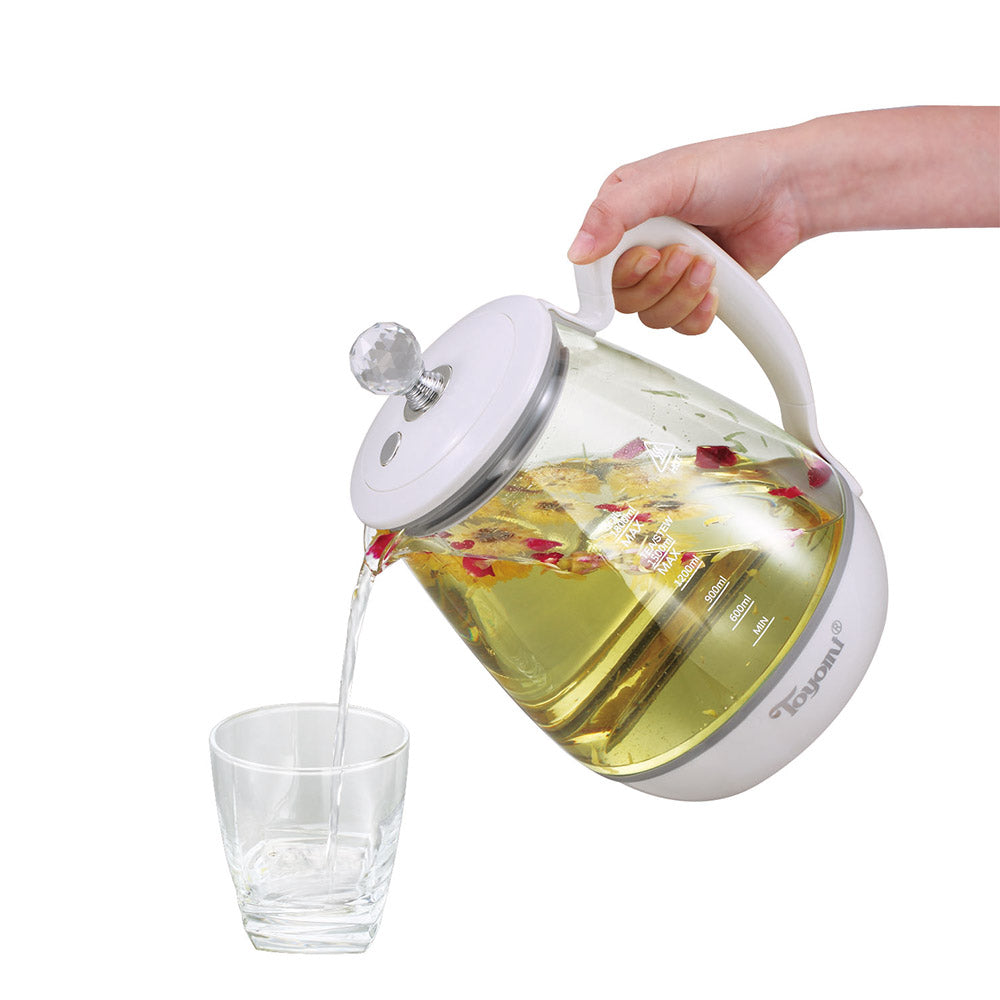 TOYOMI 1.8L Borosilicate Glass Teapot with Stainless Steel Infuser - Heat Resistant Stovetop & Microwave Safe for Tea Brewing, Coffee, Herbal Infusions - Perfect for Home, Office & Gift Giving