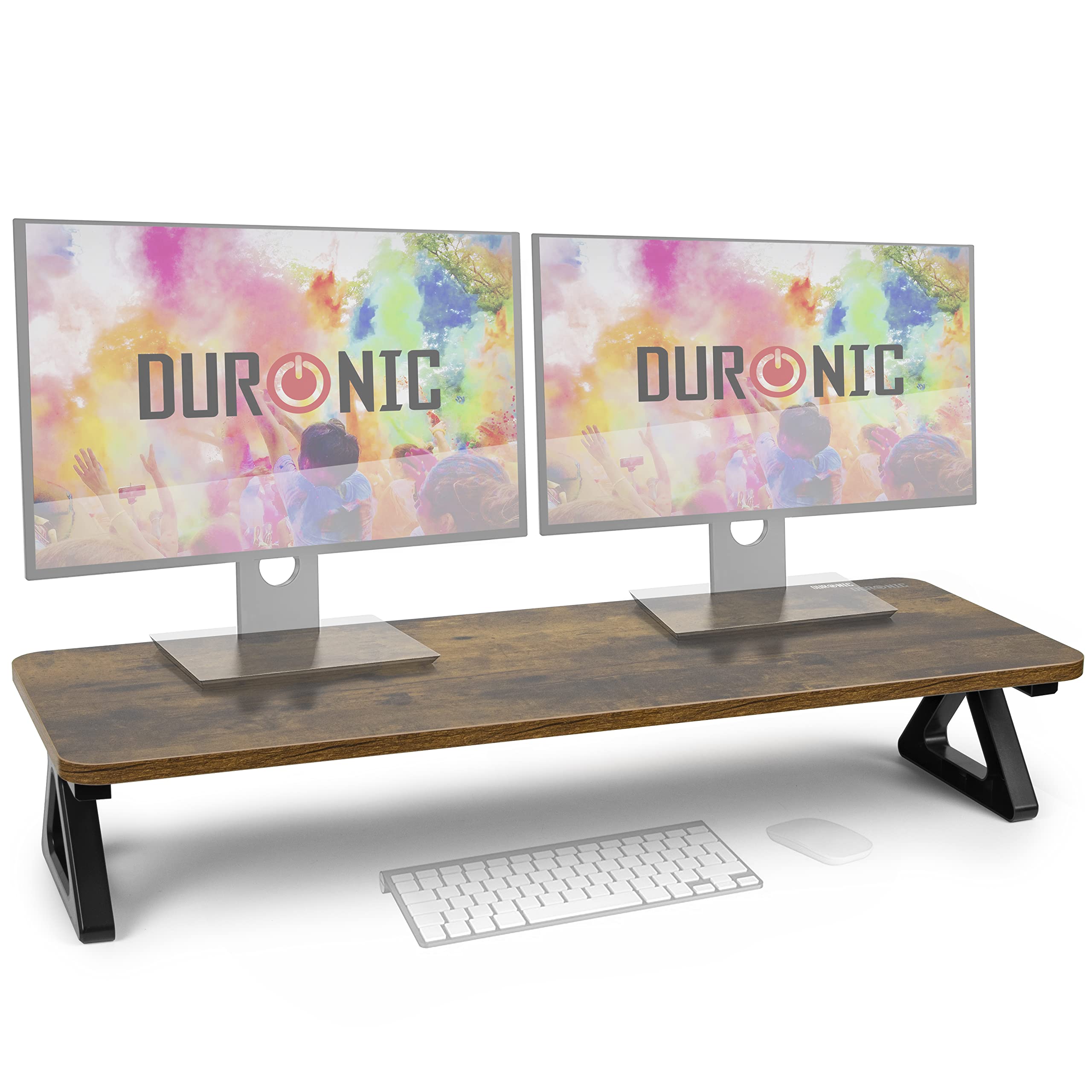 Duronic DM06 Monitor Stand Riser - 63cm x 30cm Laptop & Computer Screen Stand with 10kg Capacity - Antique Oak Wood Effect Desktop Organizer for Home & Office Workspace