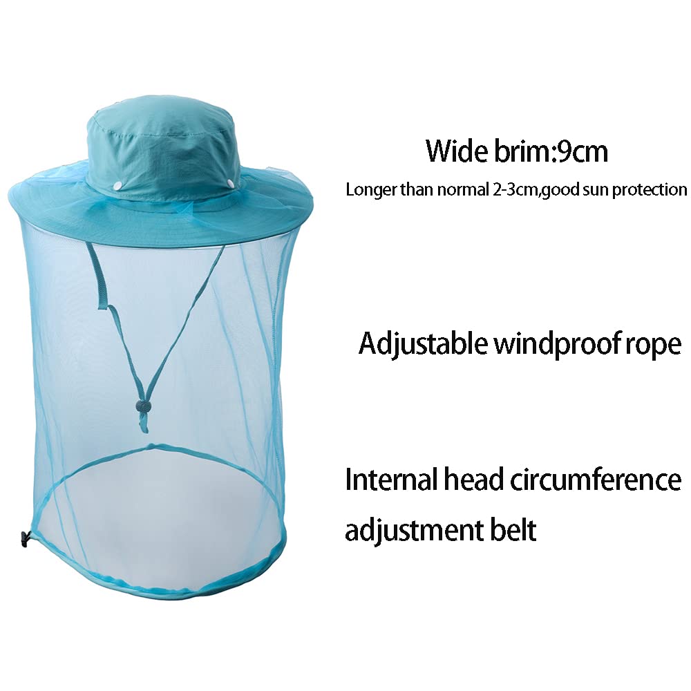 Fishing & Weed Eating Hat with Sun Protection & Mosquito Head Net - Outdoor Mesh Hat with Hidden Net for Fishing, Gardening & Hiking