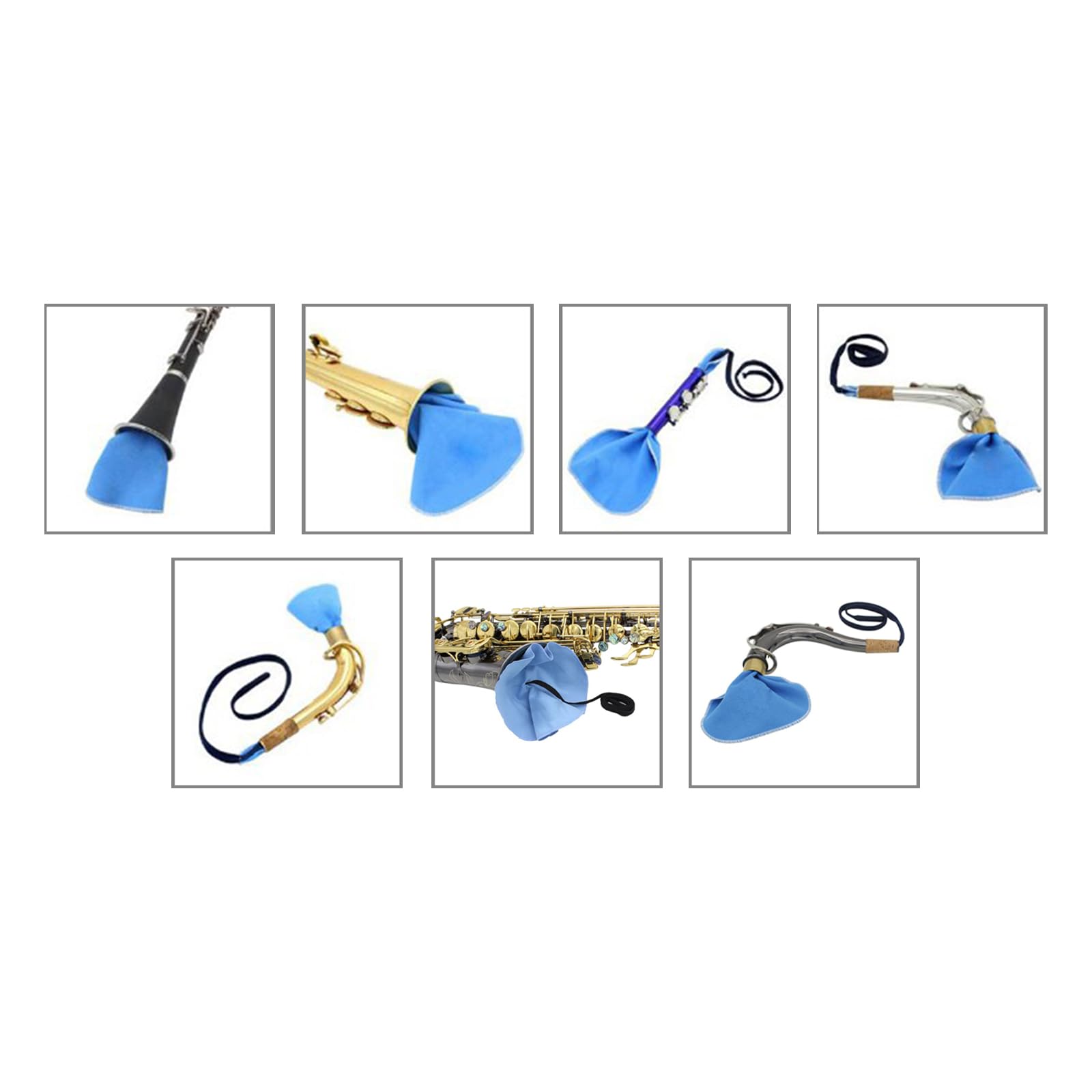 Blue Saxophone Cleaning Cloth - Silk Swab for Alto/Tenor Sax, Clarinet & Flute | Woodwind Care