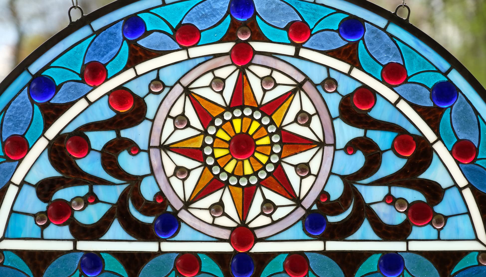 Handmade Stained Glass Hanging Window Panel - 34