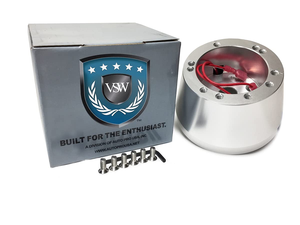 VSW 6 Bolt Steering Wheel Hub Adapter (Silver) - Compatible with 1968-1978 Ford Mustang, 1978-1991 Ford Bronco, 1968-1973 Mercury Cougar - STH1010SIL | Perfect for Classic Car Restoration & Custom Steering Wheel Upgrades