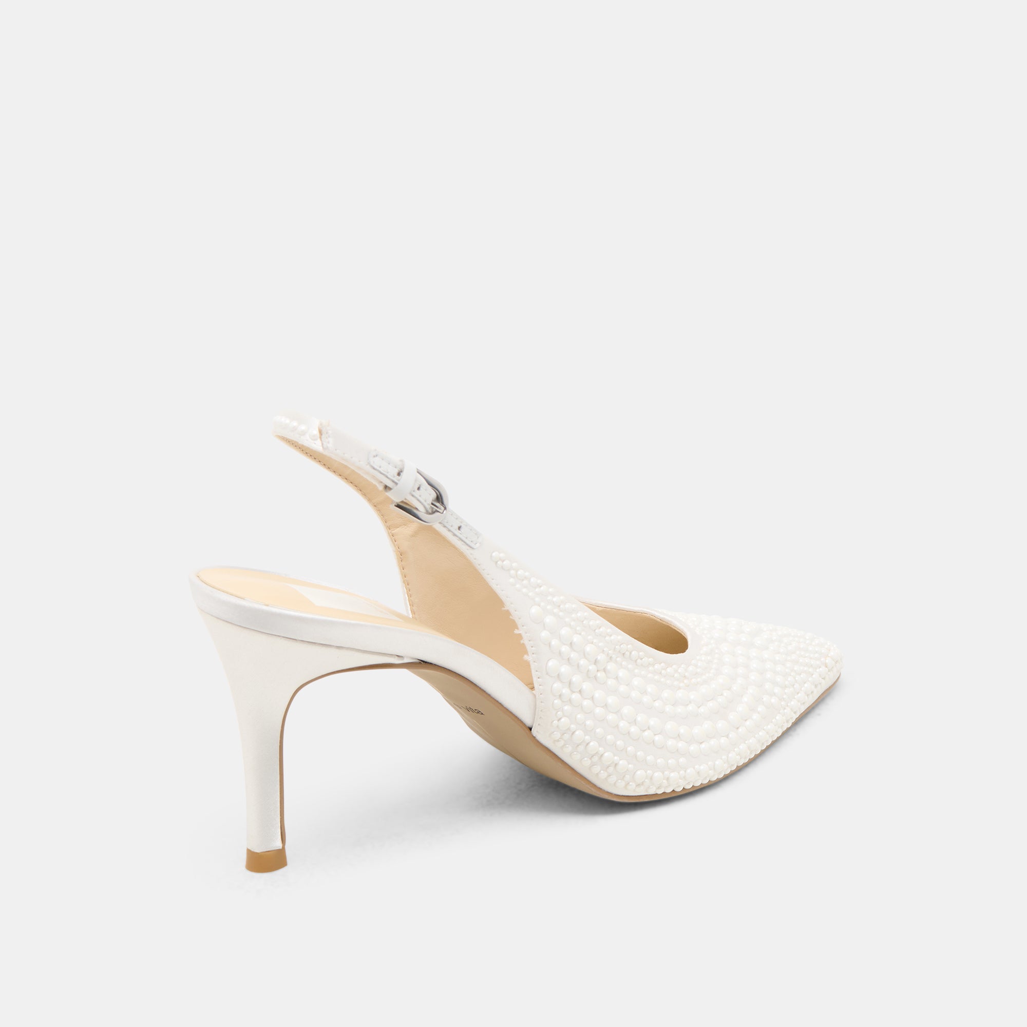 Elegant ELASI PEARL HEELS in True White Satin - Perfect for Weddings, Prom & Special Occasions