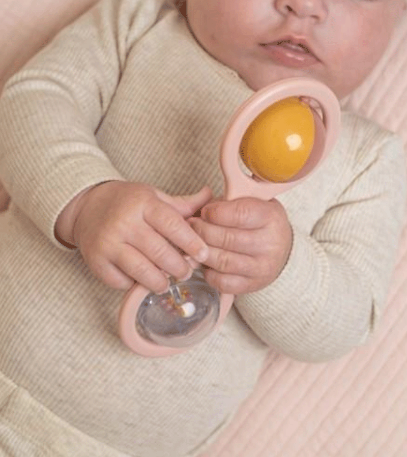 Little Dutch Rose Ball Rattle - Soft Baby Teether Toy with Gentle Sound for Newborns & Infants - Perfect for Sensory Play, Early Development & Nursery Decor
