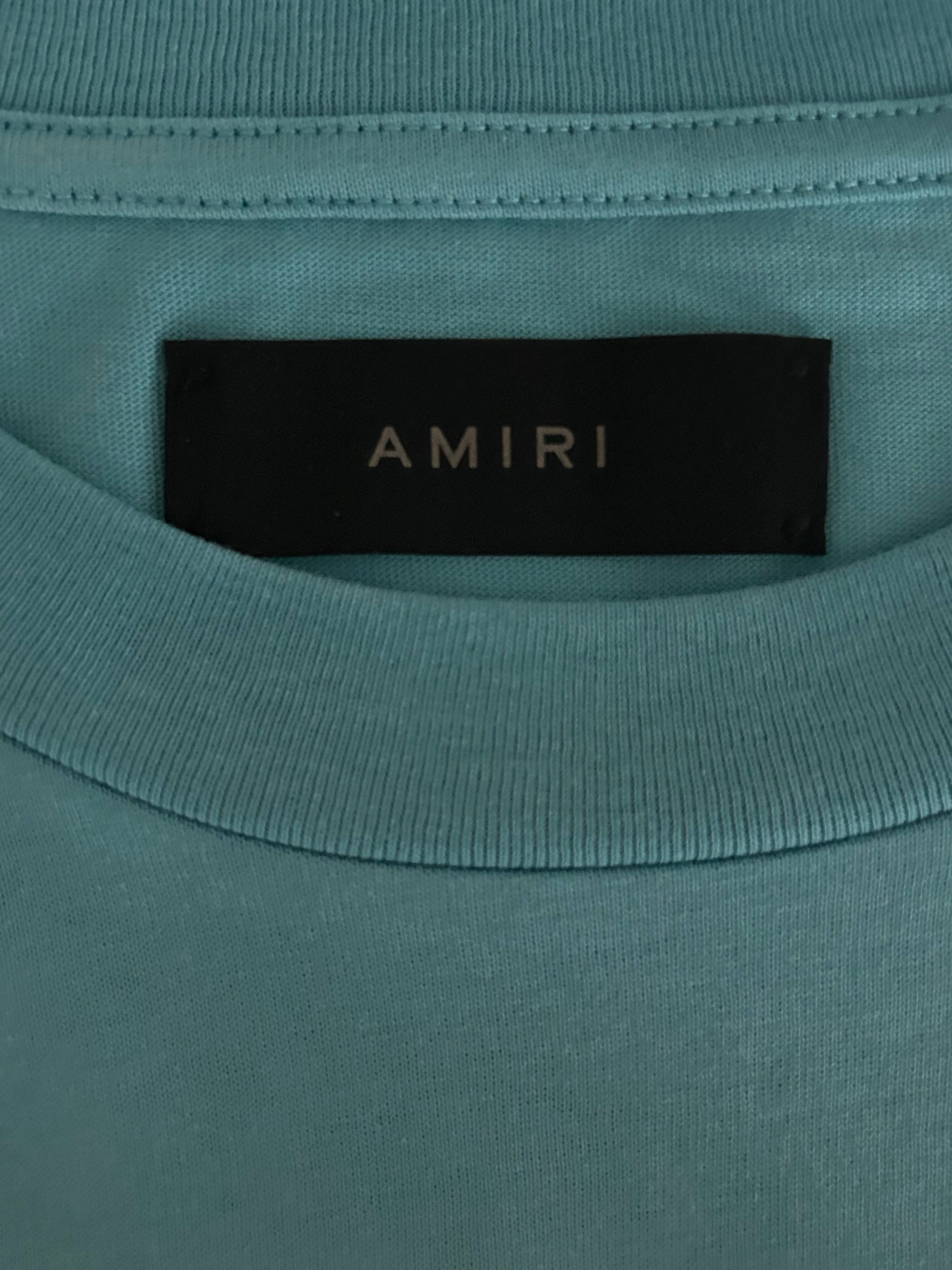 Amiri Blue & White Logo T-Shirt for Men - Stylish Graphic Tee for Casual Wear & Street Fashion