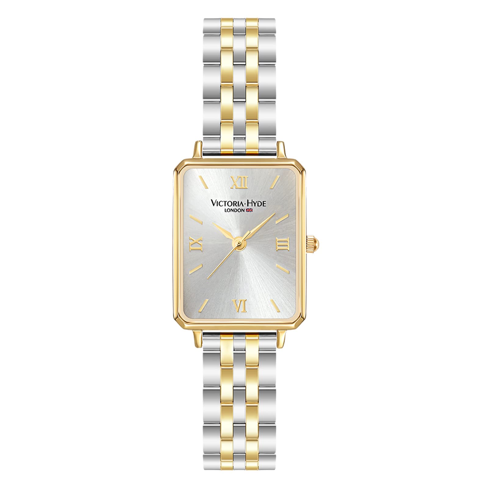 VICTORIA HYDE Two-Tone Women's Watch | Classic Rectangular Silver & Gold Stainless Steel Watch for Women | Elegant Dress Watch for Office, Party & Everyday Wear