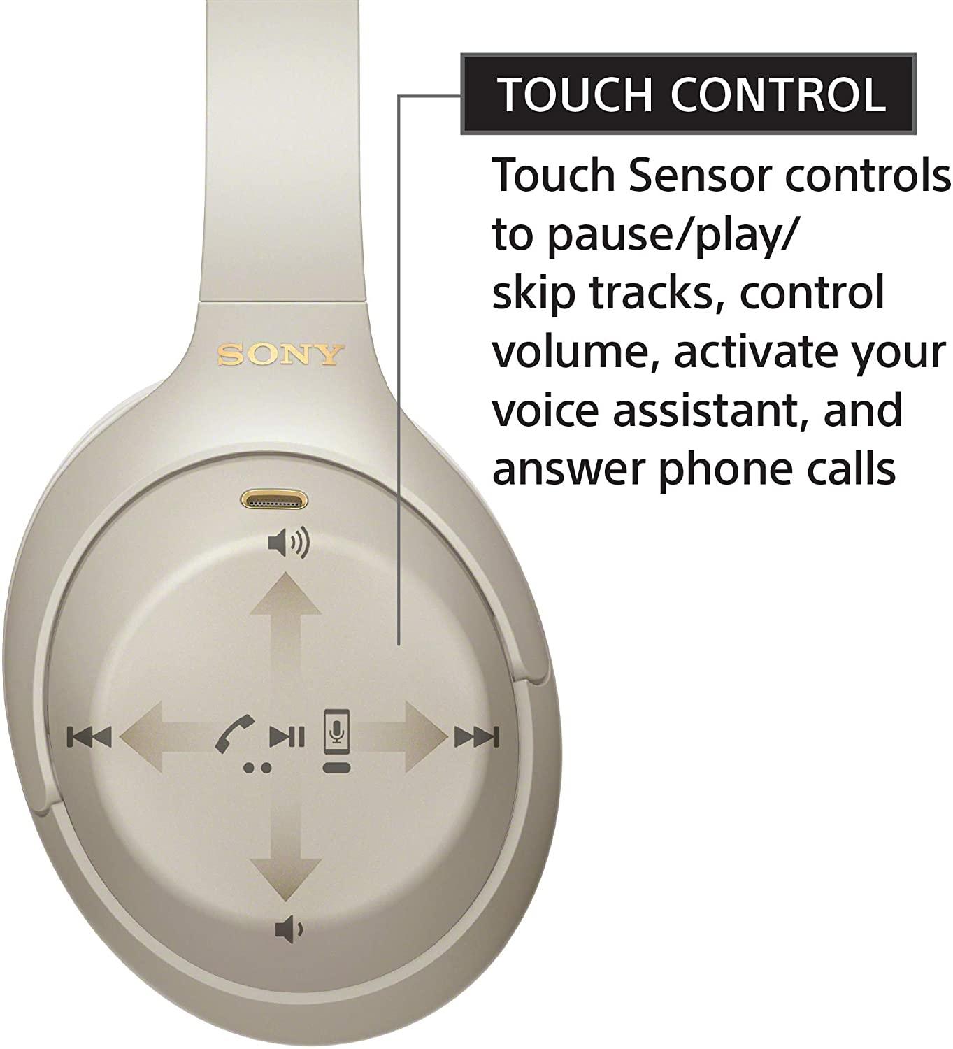 Sony WH-1000XM4 Wireless Bluetooth Noise Cancelling Over-Ear Headphones with Mic for Travel, Work & Music Listening