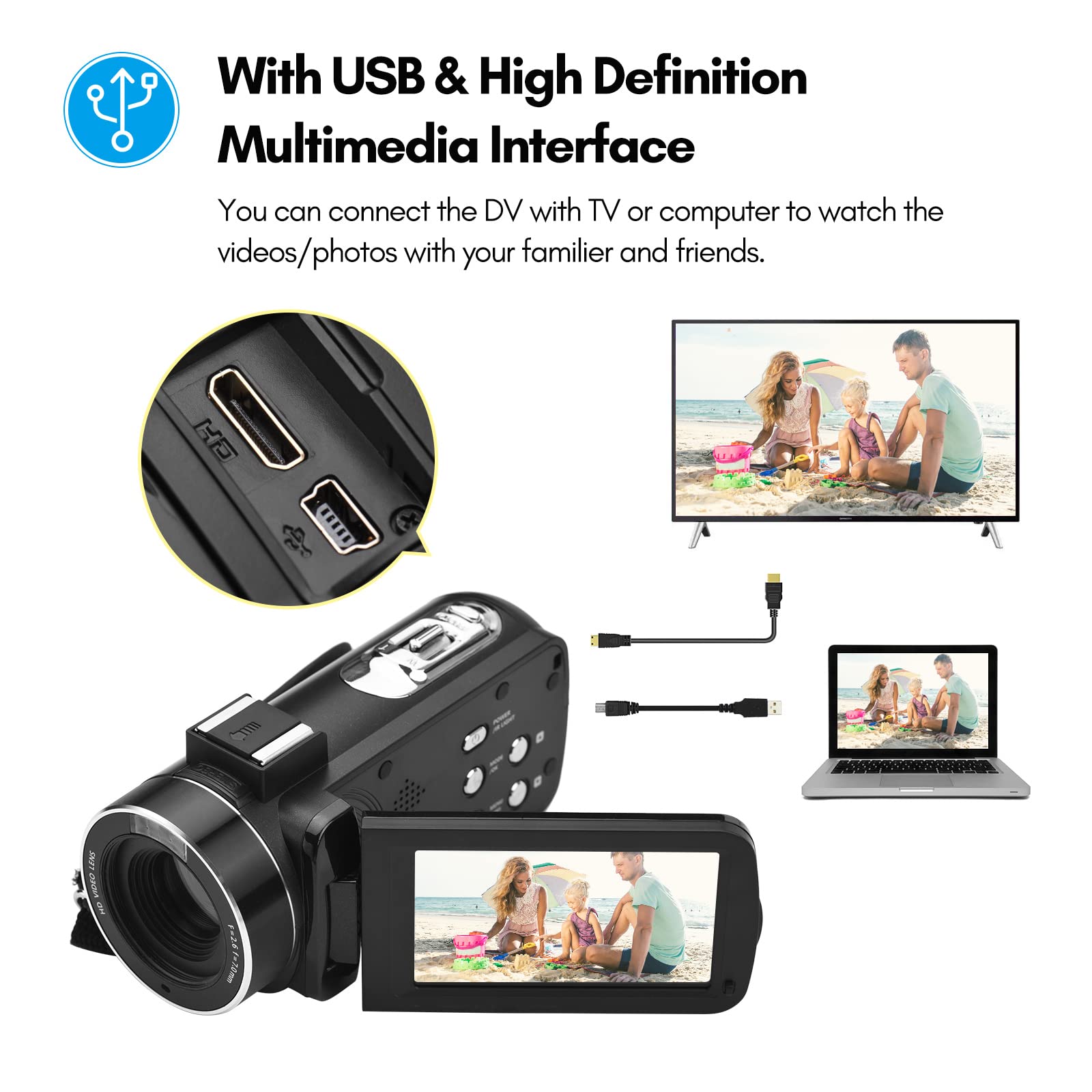 Andoer 4K WiFi Digital Camcorder with 56MP, 18X Zoom, 3