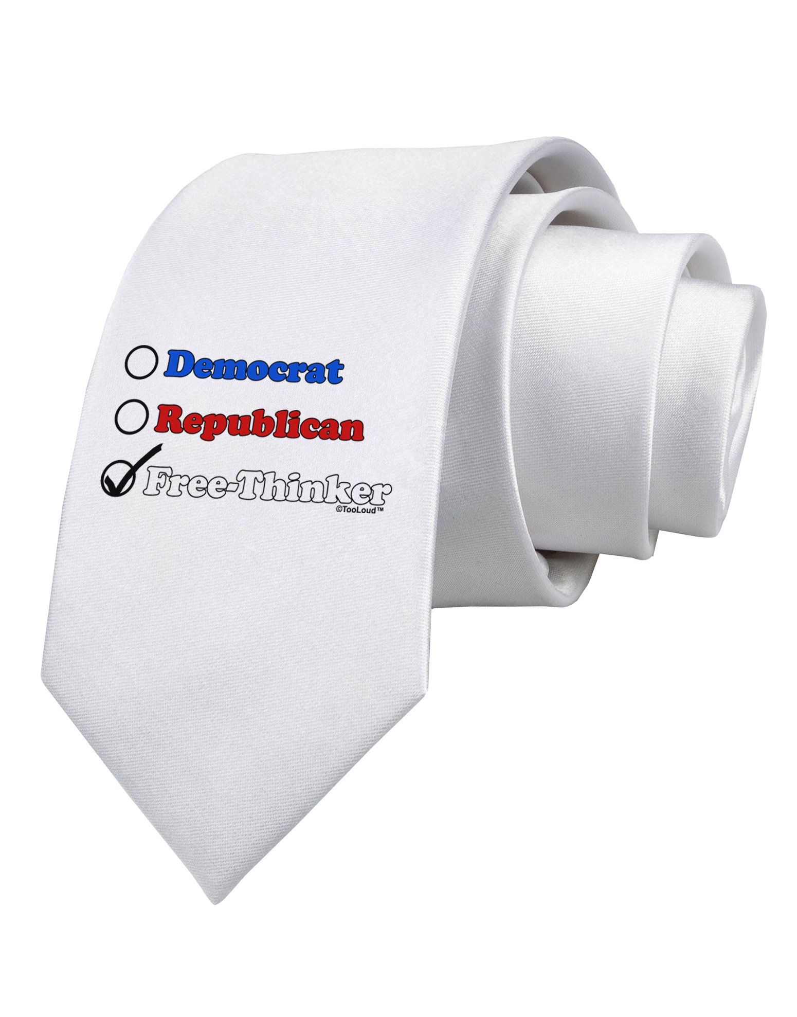 TooLoud Free Thinker Checklist Printed White Neck Tie - Stylish Printed Necktie for Men, Unique Conversation Starter, Perfect for Office, Parties & Creative Professionals