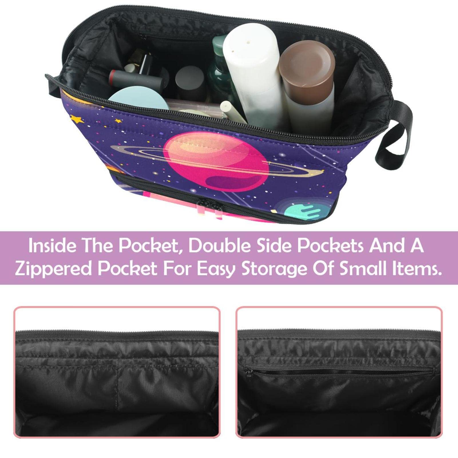 Large Travel Cosmetic Bag for Women - Space Planets Nebula Design Makeup Organizer & Toiletry Pouch | Perfect for Vacation, Gym, and Daily Essentials Storage