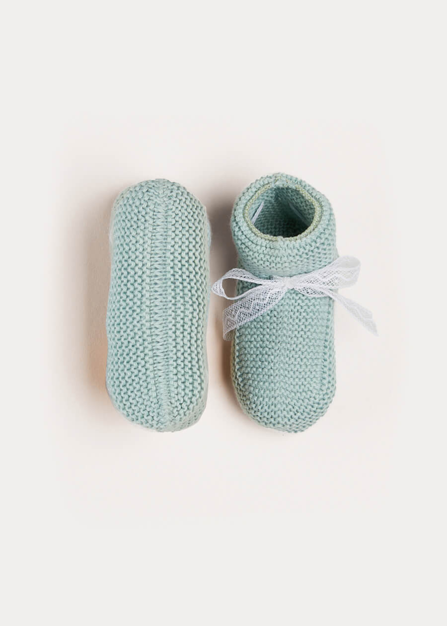 Green Lace Detail Knitted Booties for Women - Cozy Winter Boots for Indoor & Outdoor Wear