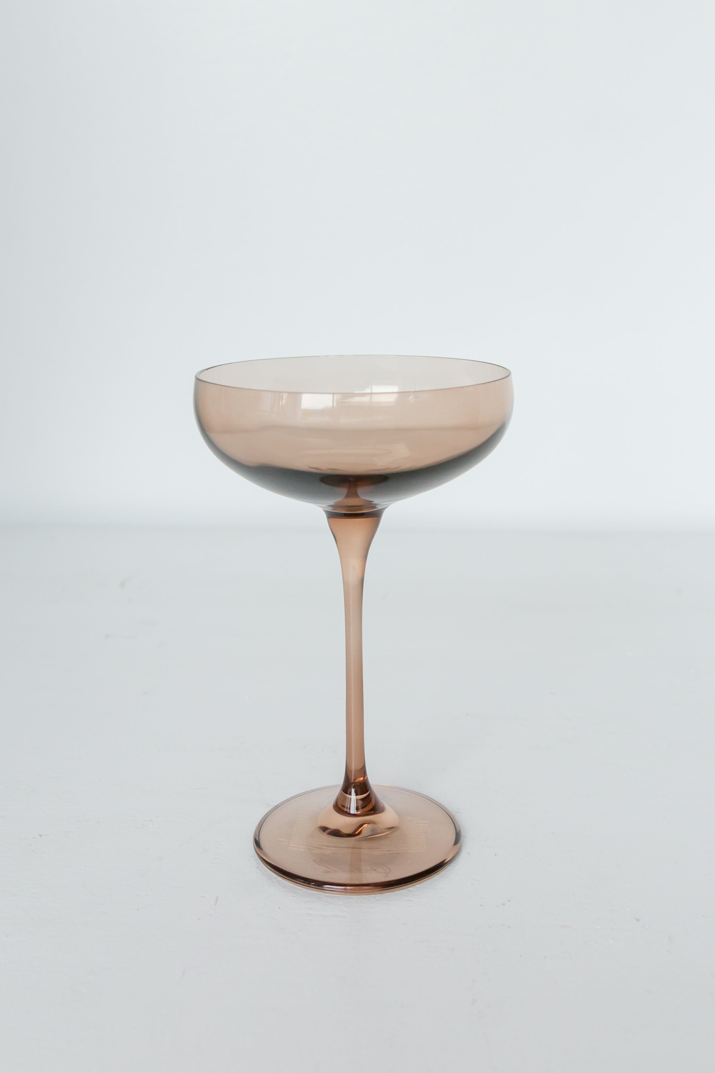 Elegant Estelle Colored Champagne Coupe Glasses Set of 2 - Mocha Mousse (Amber Smoke) for Wedding, Party & Special Occasions