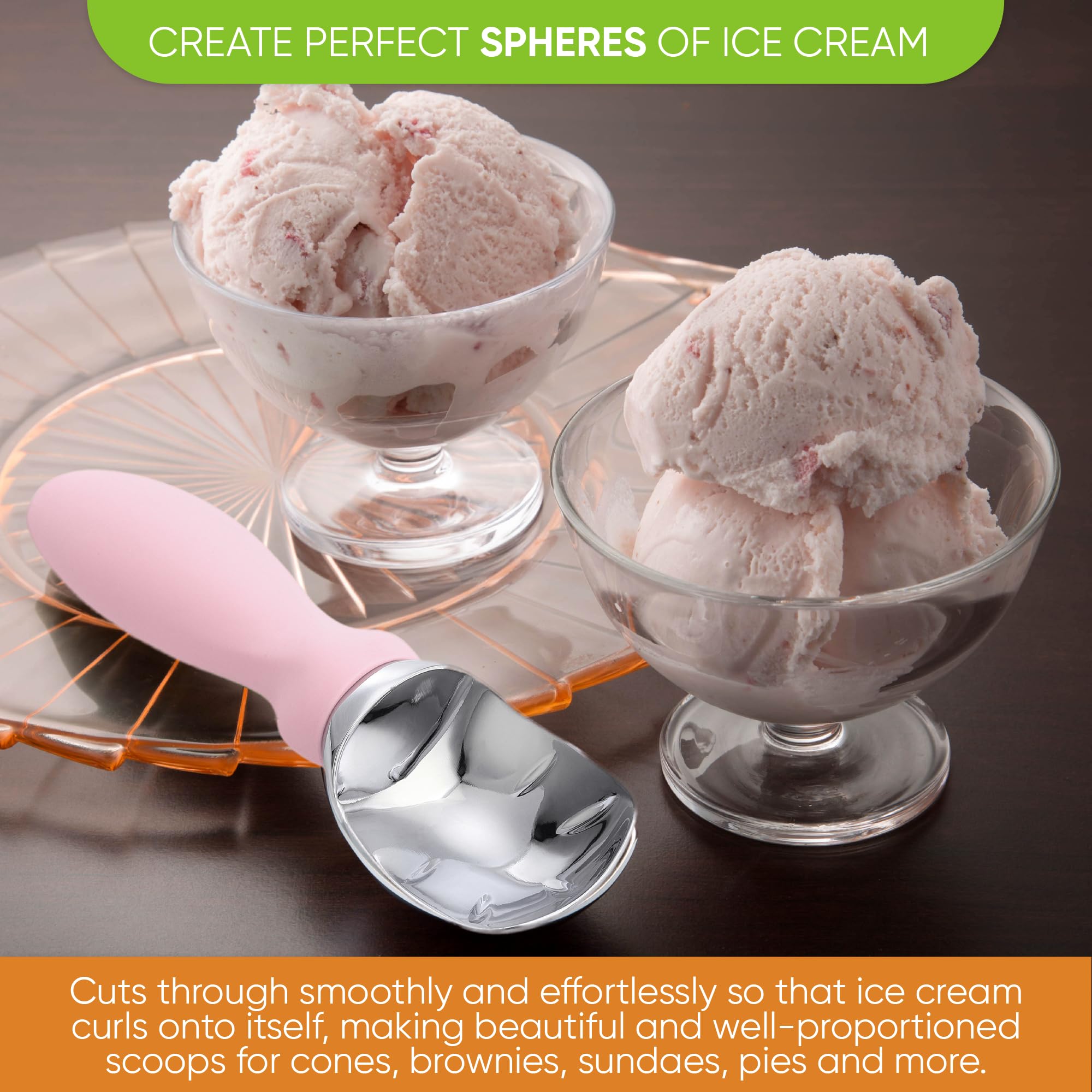 Premium Ice Cream Scoop with Soft Grip Handle - Heavy Duty Stainless Steel Scooper for Gelato, Sorbet, Cookie Dough & Desserts - Ideal for Home Kitchens, Ice Cream Shops & Parties