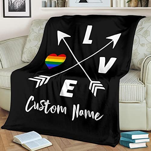 Custom LGBT Pride Blanket - Personalized Gay, Lesbian, Bisexual & Transgender Blanket - Soft Cozy Throw for Couples, Adults - Perfect Gift for Pride Month, Valentine's Day & LGBTQ+ Celebrations