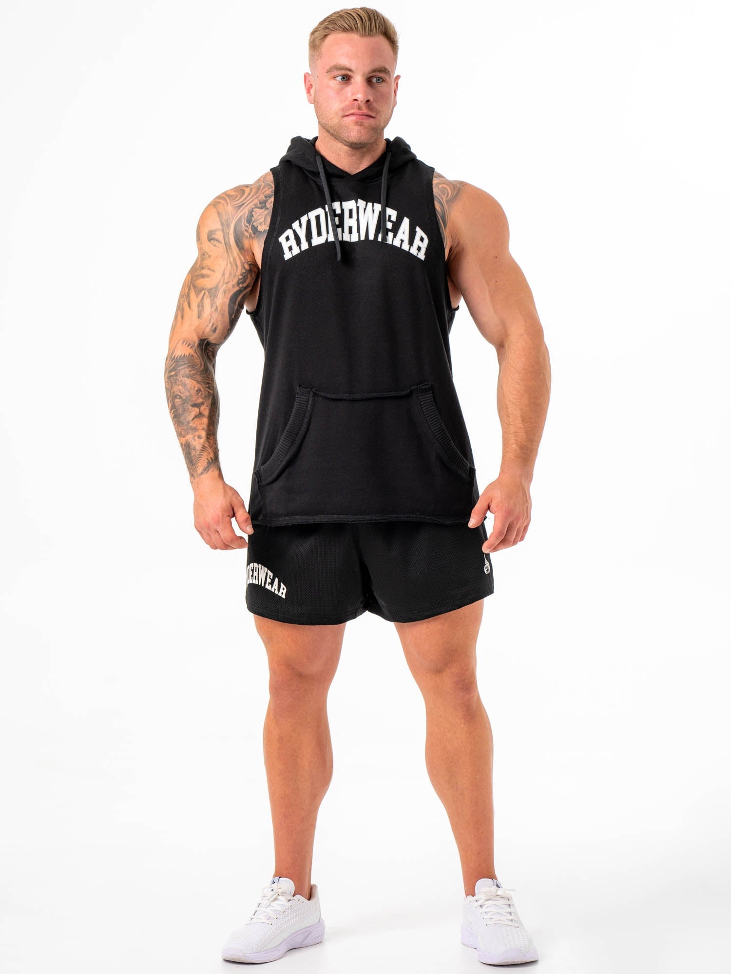 Stylish Black Collegiate Sleeveless Hoodie for Women & Men - Perfect for Gym, Workouts & Casual Wear