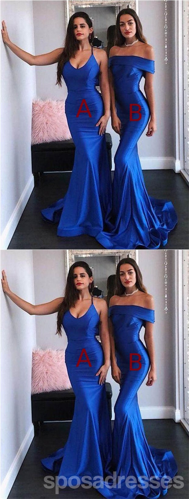 Elegant Mermaid Blue Off-Shoulder Long Prom Dress for Women – Affordable Formal Gown for Homecoming, Quinceañera & Evening Events