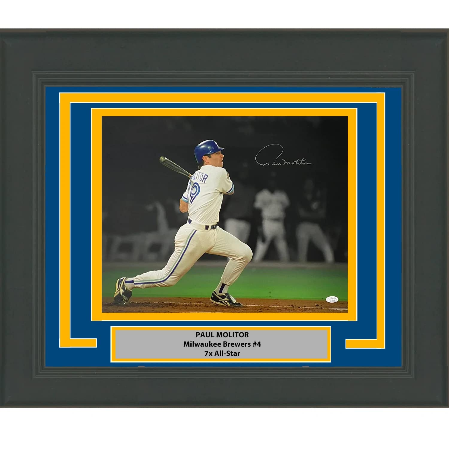 Framed Autographed Paul Molitor Milwaukee Brewers 16x20 Baseball Photo with JSA COA - Perfect for Sports Memorabilia Collectors, Man Cave Decor, and Baseball Fan Gifts