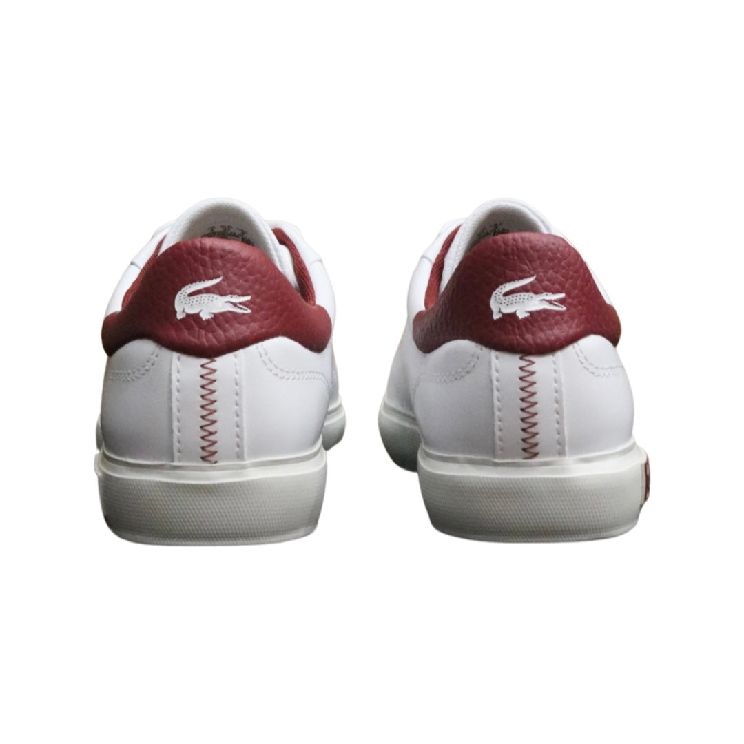 Lacoste Men's Powercourt 123 Sneakers - White & Red Athletic Shoes for Casual Wear & Tennis | Lightweight Comfortable Walking Shoes for Men