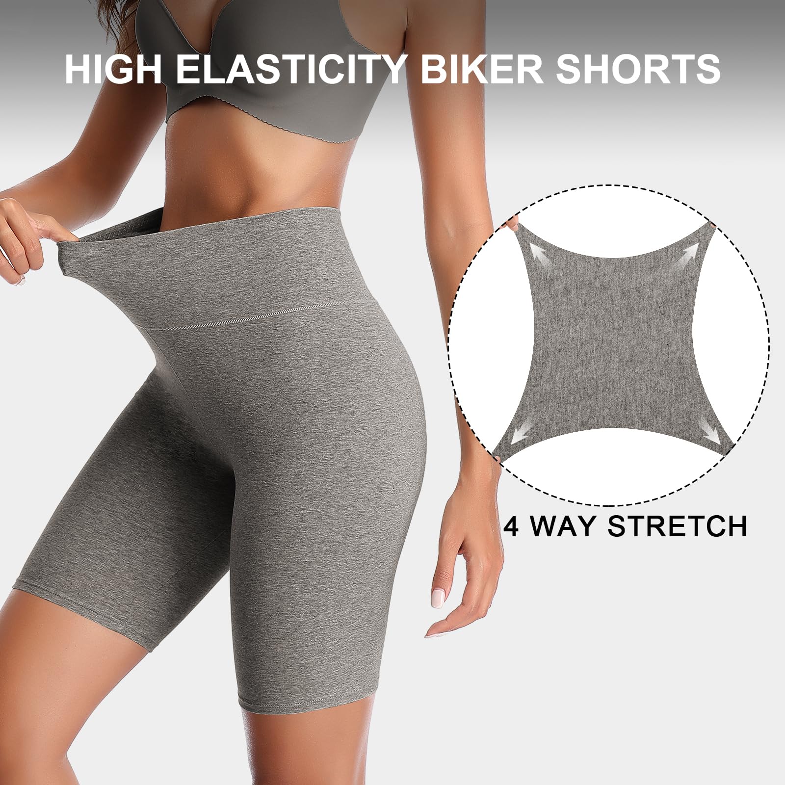 K-CHEONY Women's High Waisted Biker Shorts - Anti Chafing Cotton Underwear for Yoga, Workout & Running | Seamless Boy Shorts for Gym, Lounge & Everyday Comfort