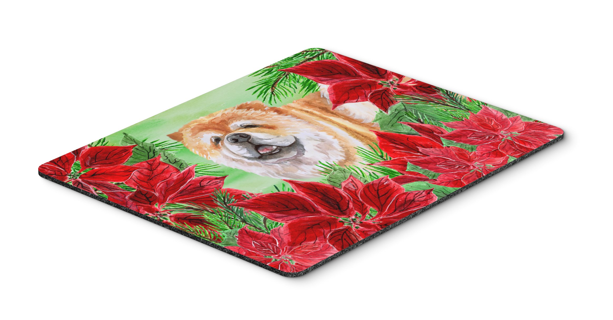 Caroline's Treasures CK1343MP Chow Chow Poinsettas Mouse Pad - Large Washable Non-Slip Desk Mat for Home Office, Gaming & Computer Work | Perfect for Laptop Users & Holiday Decor