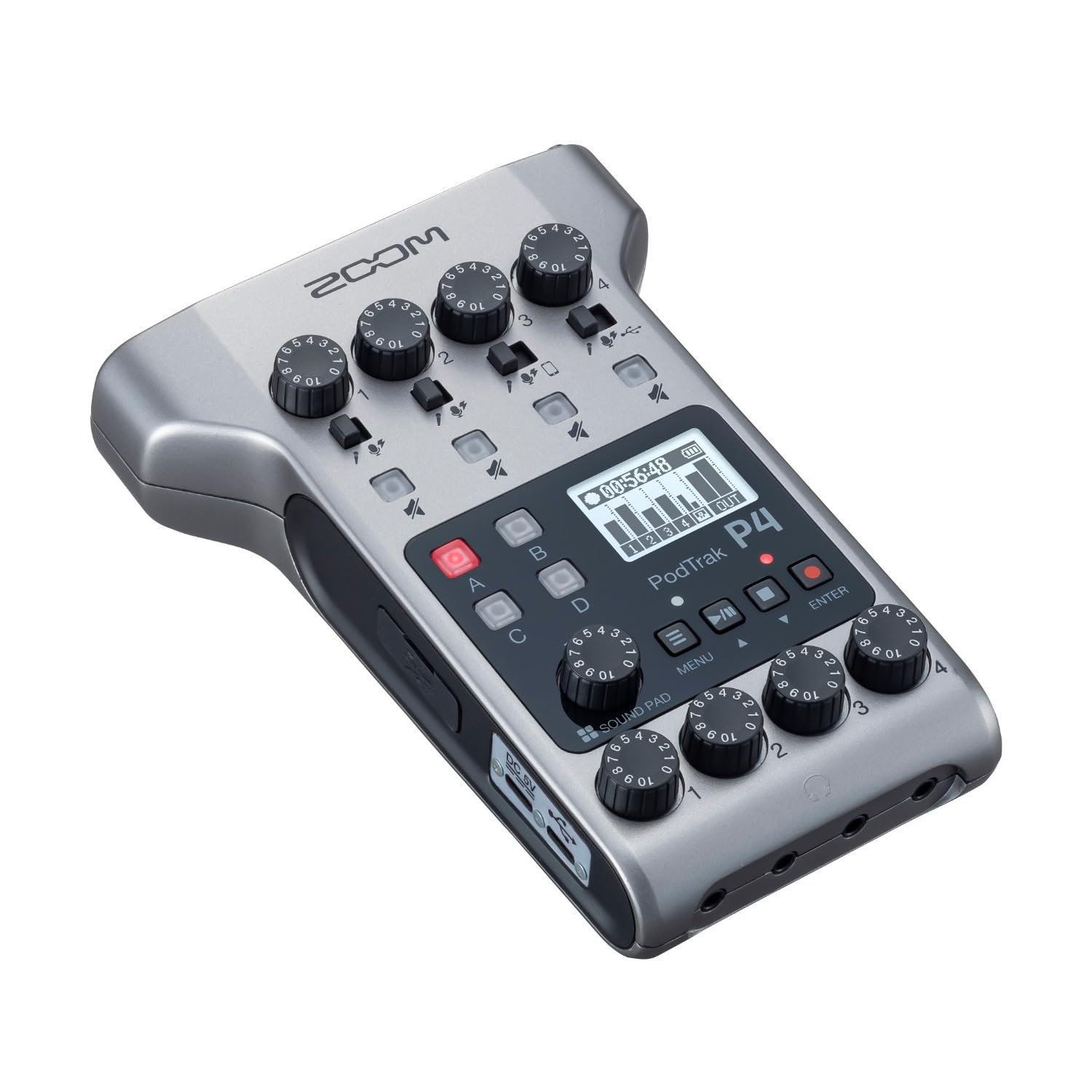 Zoom PodTrak P4 Portable 4-Track Podcast Recorder with ZDM-1 Mic Bundle - Professional Podcasting Kit for Home Studio & On-the-Go Recording (Perfect for Interviews, Voiceovers & Content Creation)