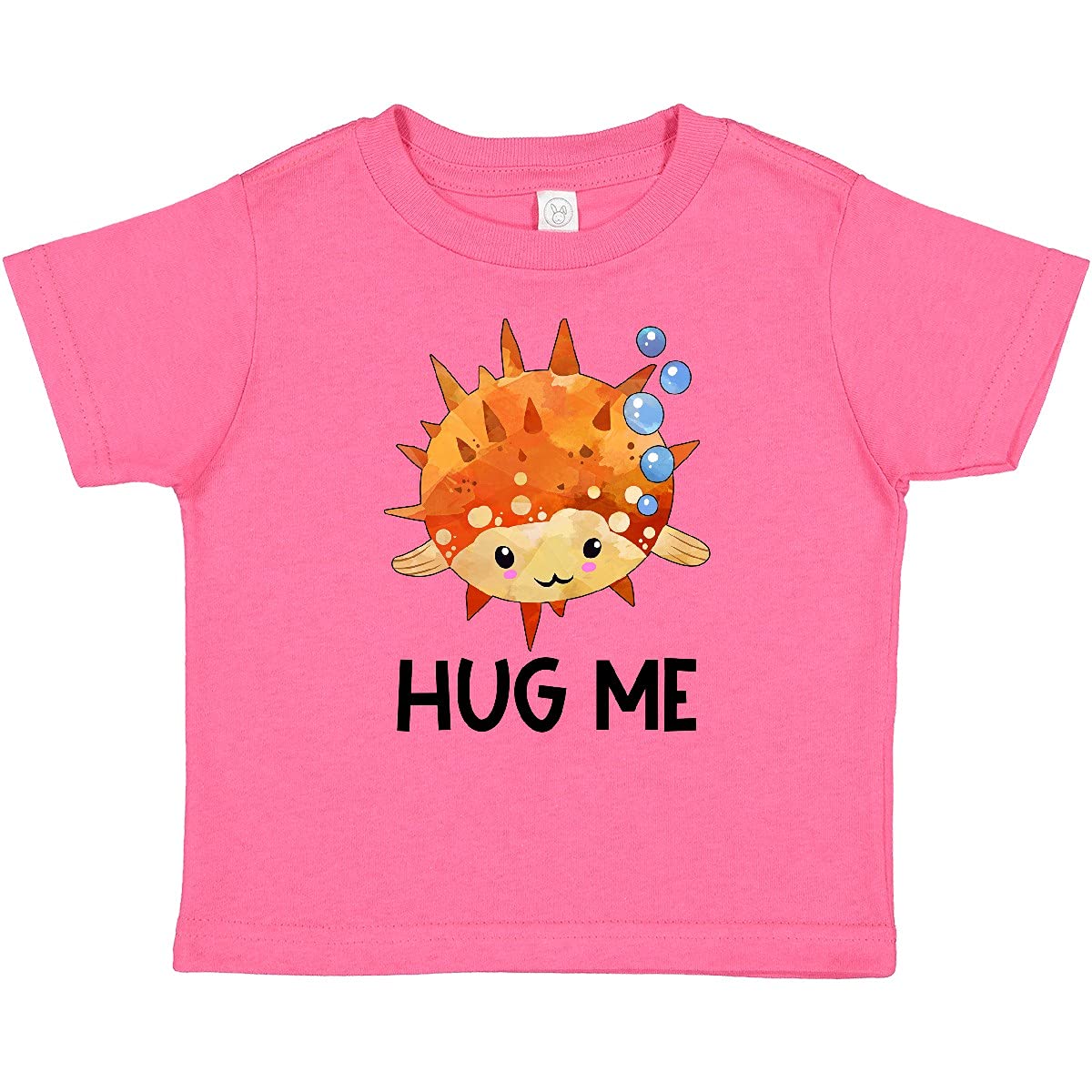 Inktastic Hug Me Cute Pufferfish with Bubbles Baby T-Shirt - Adorable Cartoon Fish Graphic Tee for Infants & Toddlers - Perfect for Playdates, Birthday Gifts & Family Photos