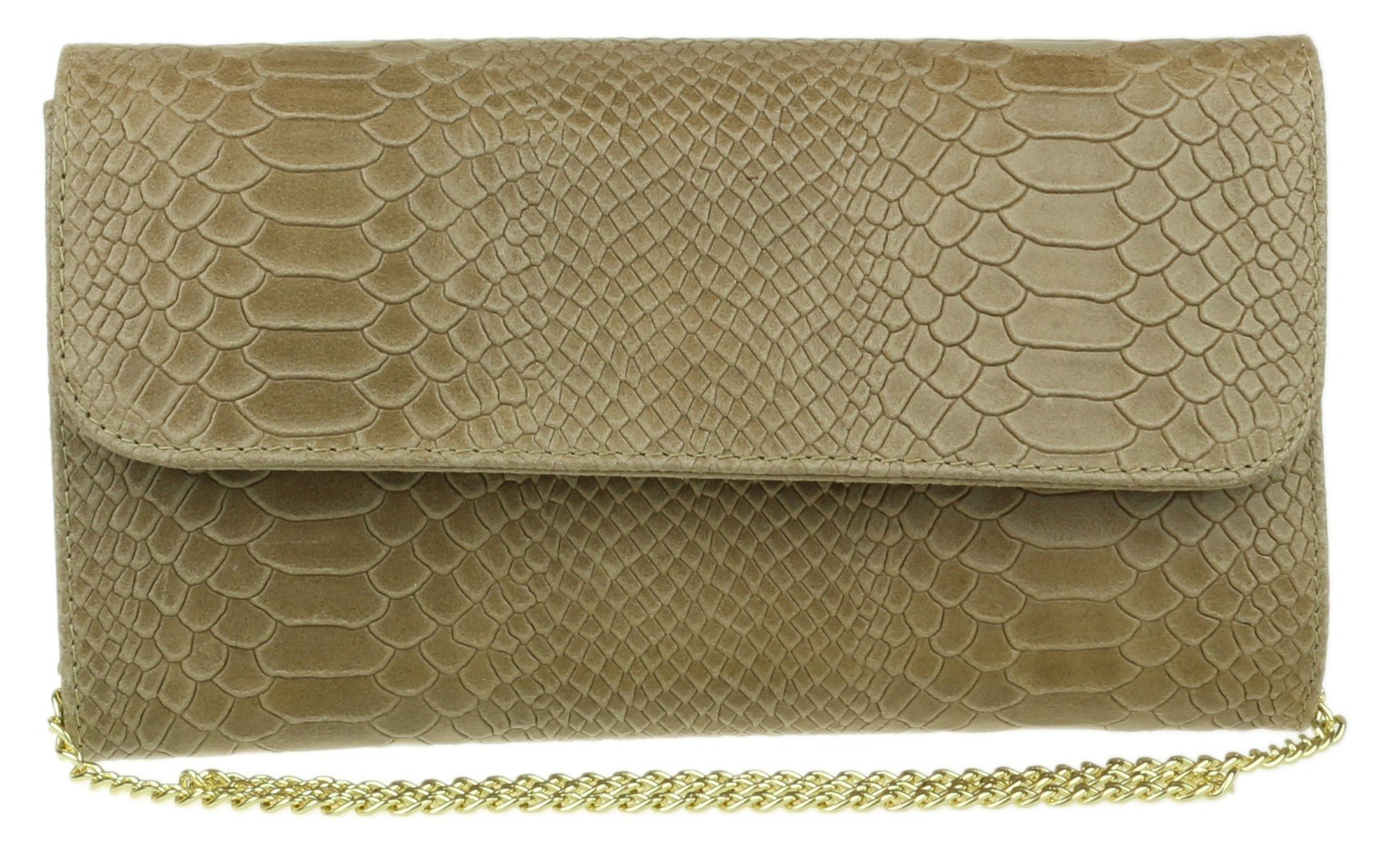 Stylish Women's Italian Leather Snake Print Suede Clutch Bag - Elegant Evening Purse for Parties, Weddings & Special Occasions