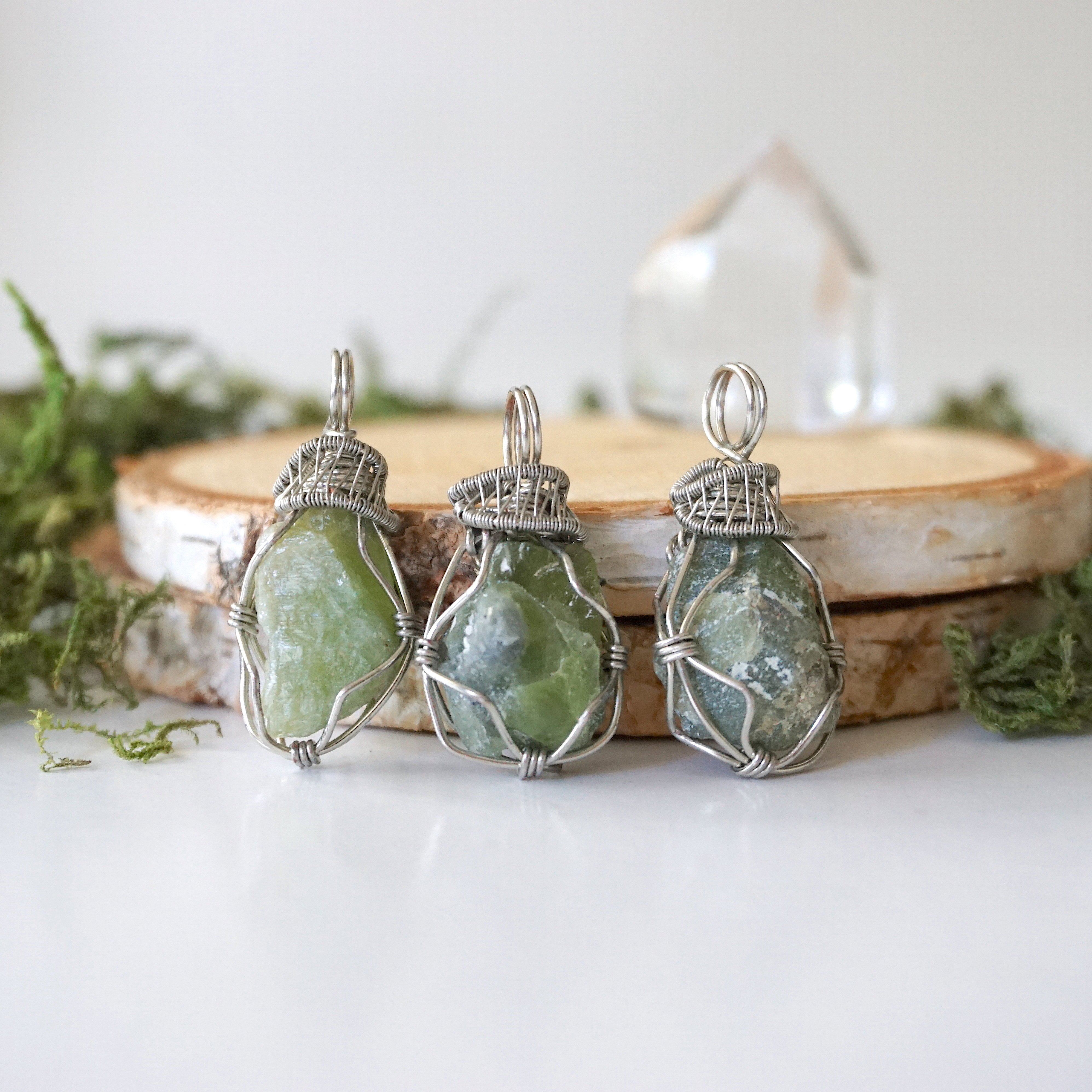 Natural Raw Peridot Pendant Necklace in 14K White Gold - Elegant Jewelry for Women, Perfect for Gifts, Weddings & Special Occasions