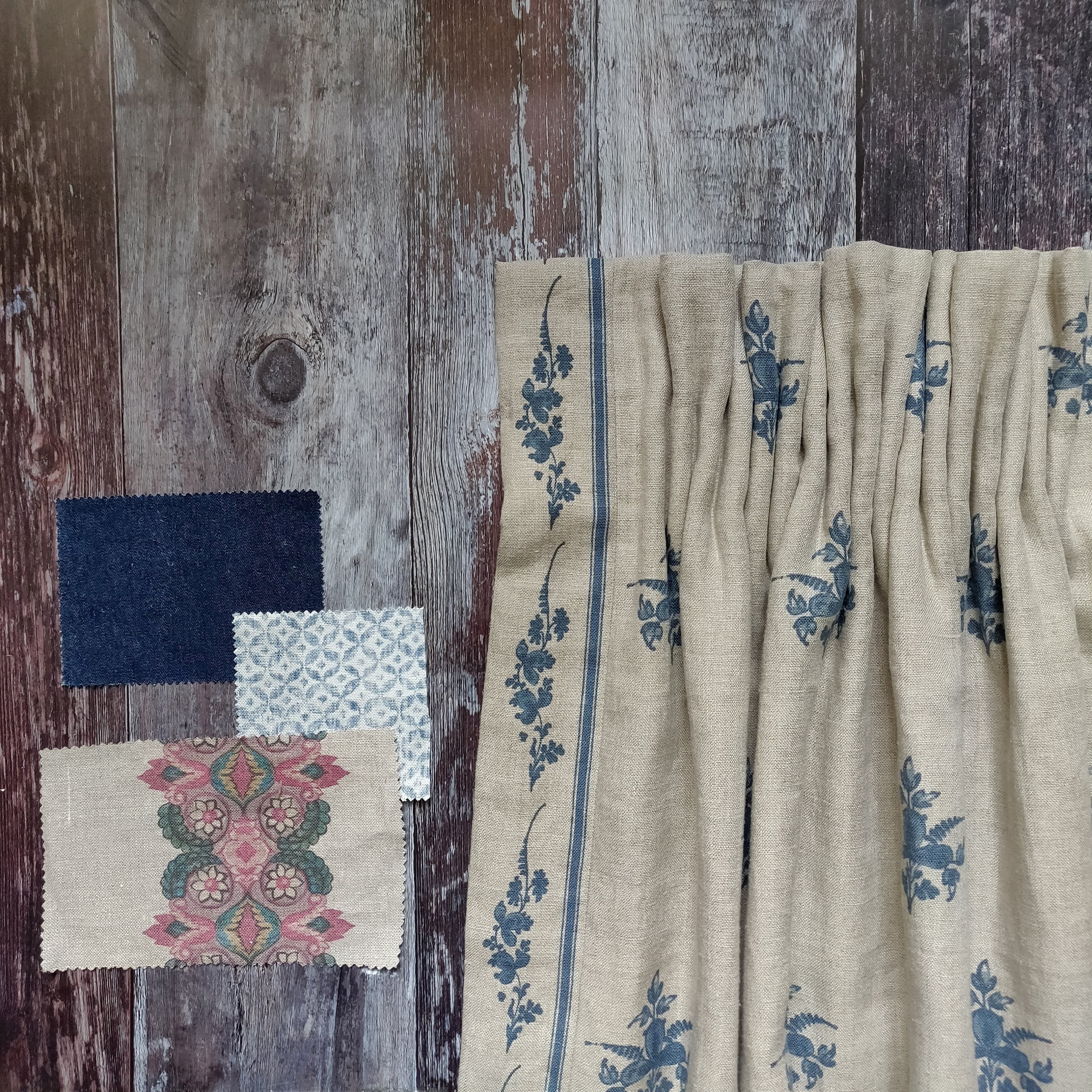 Premium Trifolium Clover Linen Duvet Cover Set - Midnight Blue & Natural - Luxury Bedding for Master Bedroom & Guest Room