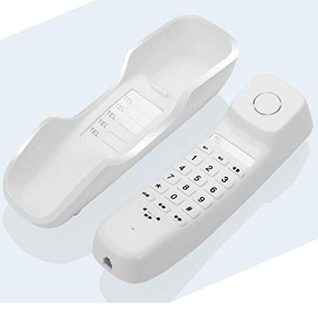 Mini Desktop Corded Landline Phone - Wall Mountable Fixed Telephone with Mute Function for Home, Office & Hotel (White) | Ideal for Bathroom, Kitchen & Business Use