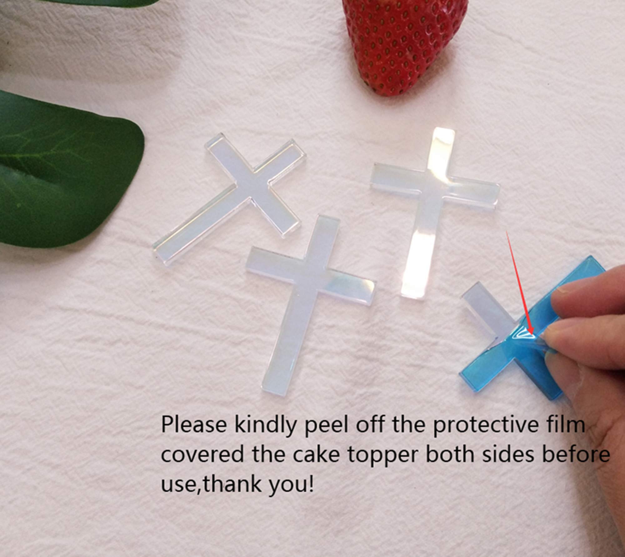 Acrylic Cross Cake Topper for Baptism & Religious Celebrations - 8 Inch Rainbow Cake Decoration for Weddings, Christenings & Easter Desserts