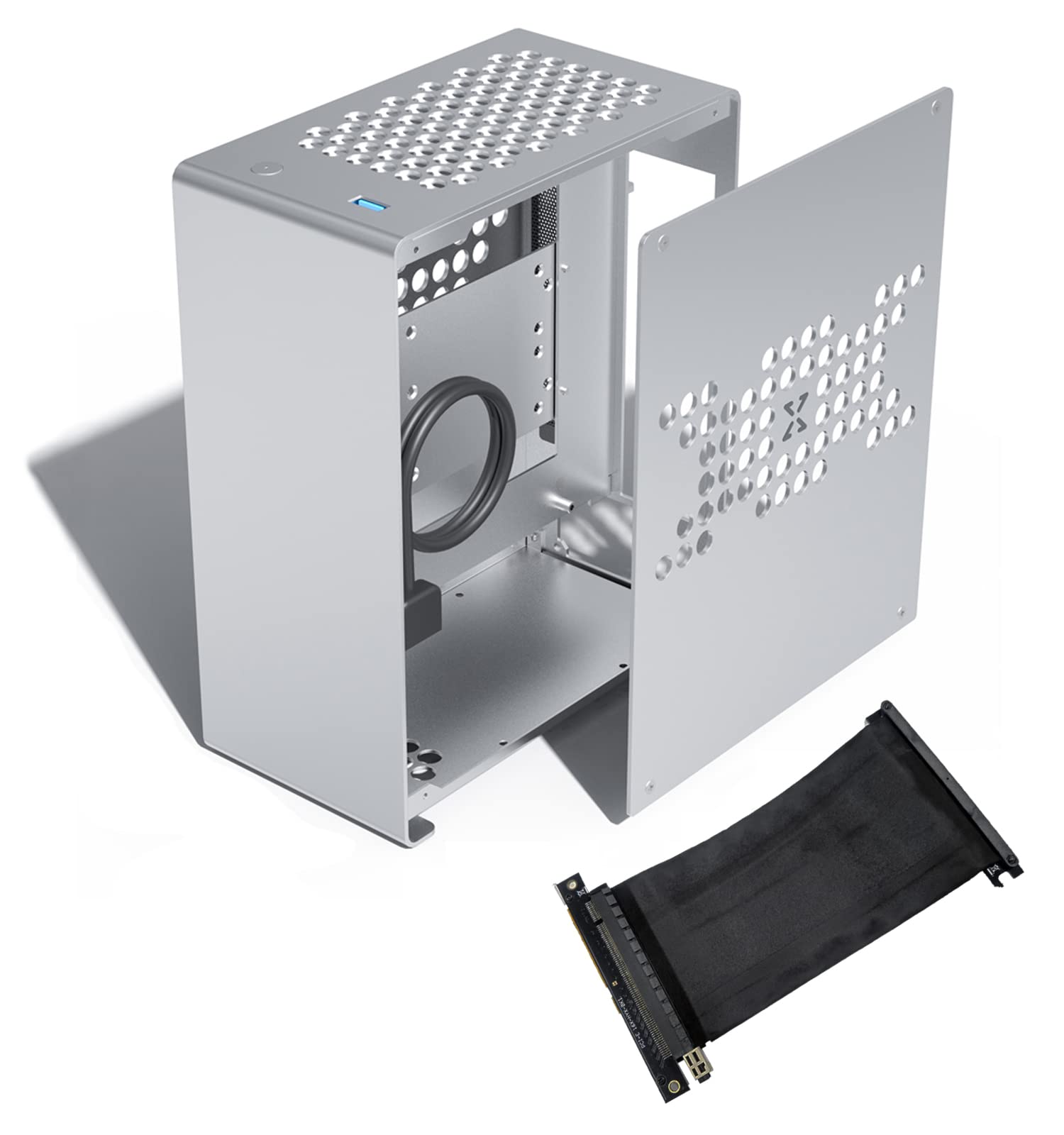 Compact Mini-ITX PC Case - Aluminum Portable Micro ATX Computer Case with PCI-E Riser Cable - Lightweight Gaming PC Case for Travel & LAN Parties - Perfect for Small Form Factor Builds and Backpack Gaming Rigs
