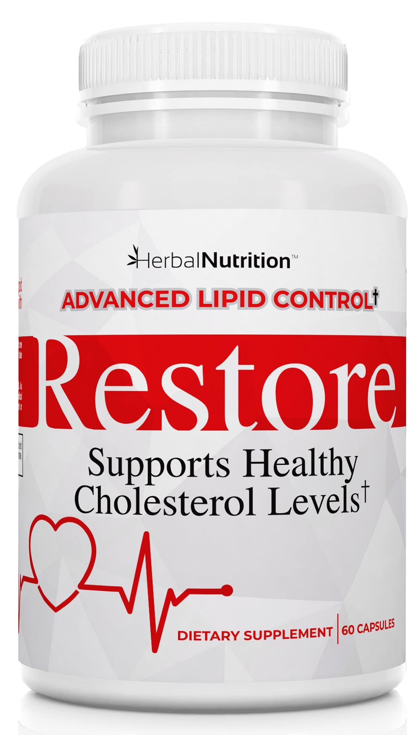 Restore Advanced Lipid Support Supplement - All-Natural Red Yeast Rice, Grape Seed & Folic Acid for Healthy Cholesterol Levels | 90-Day Guarantee | Supports Cardiovascular Health for Active Adults & Seniors