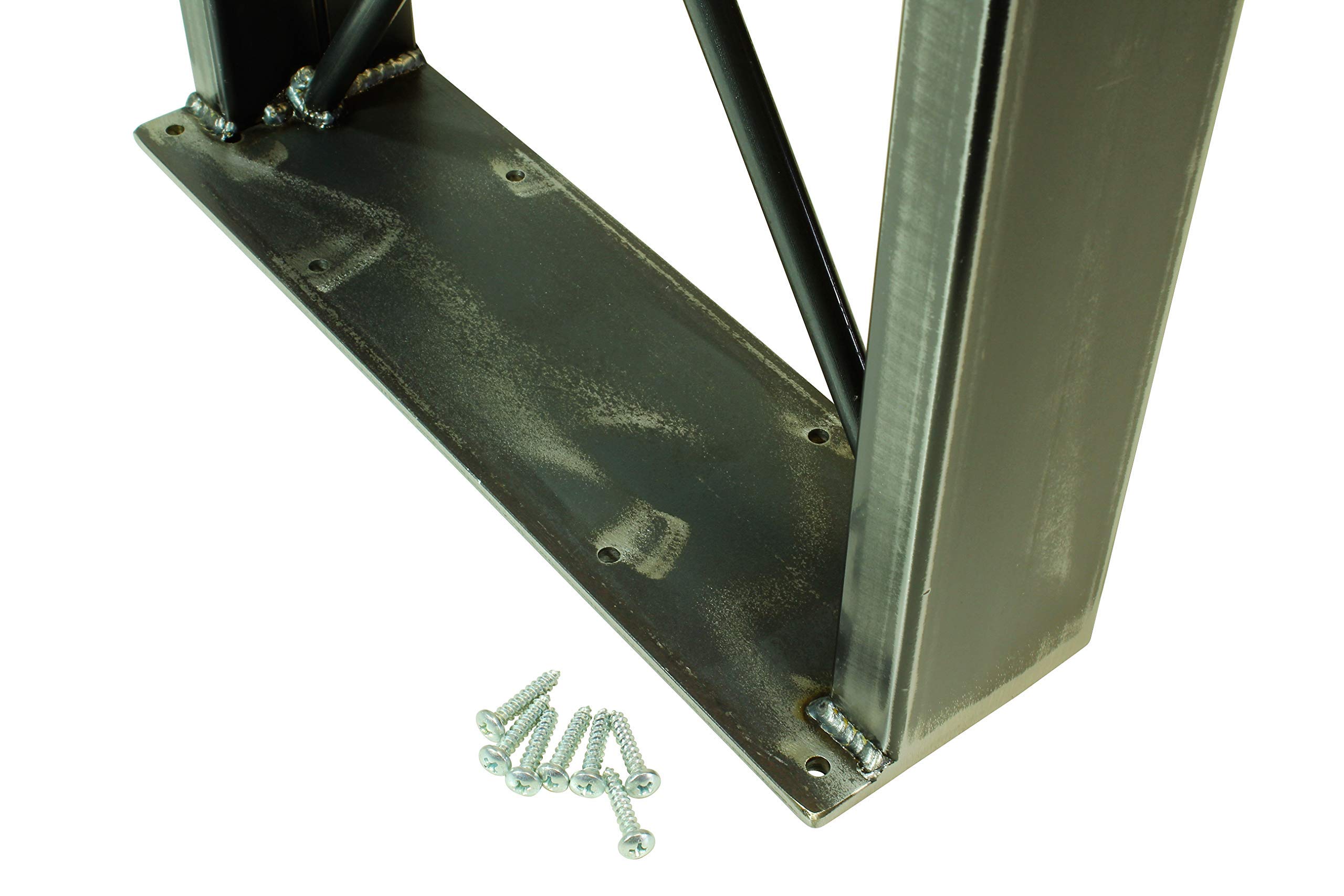 Industrial Metal Desk Legs - U Shape with X Crossbar - Rustic Finish for Home Office, Workshop & Industrial Furniture