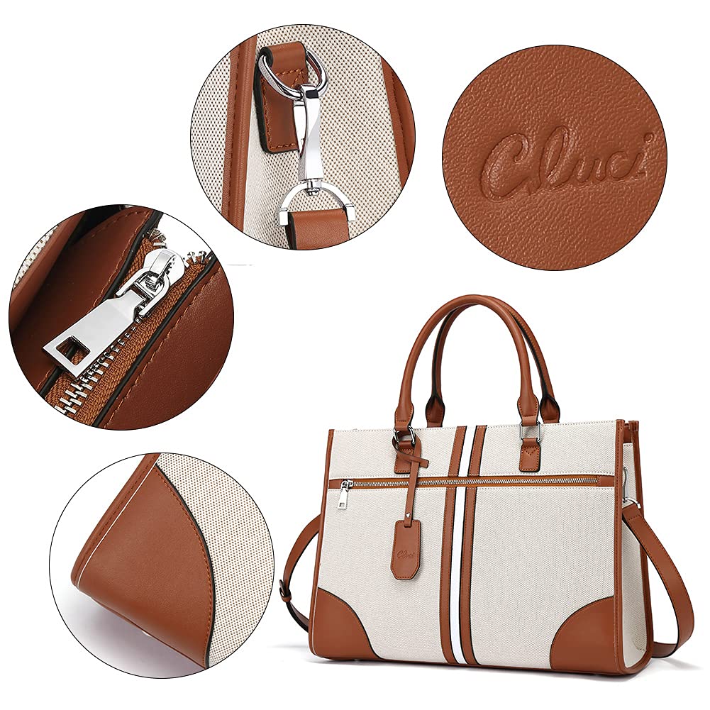 CLUCI Genuine Leather Briefcase for Women - 15.6 Inch Laptop Business Bag, Professional Work Tote Handbag for Office, Meetings & Business Travel