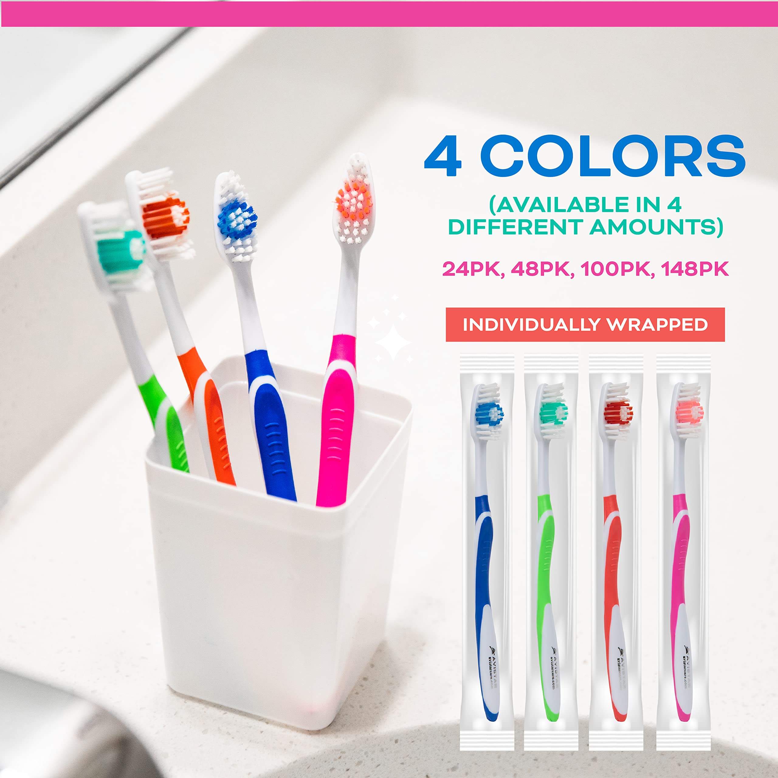Bulk Toothbrushes Pack - 48 Individually Wrapped Disposable Toothbrushes for Adults & Kids - Travel Size, Hotels, AirBnB, Emergency Kits, Relief Missions & Donations - Perfect for Hygiene Essentials in Travel, Hospitality & Charity
