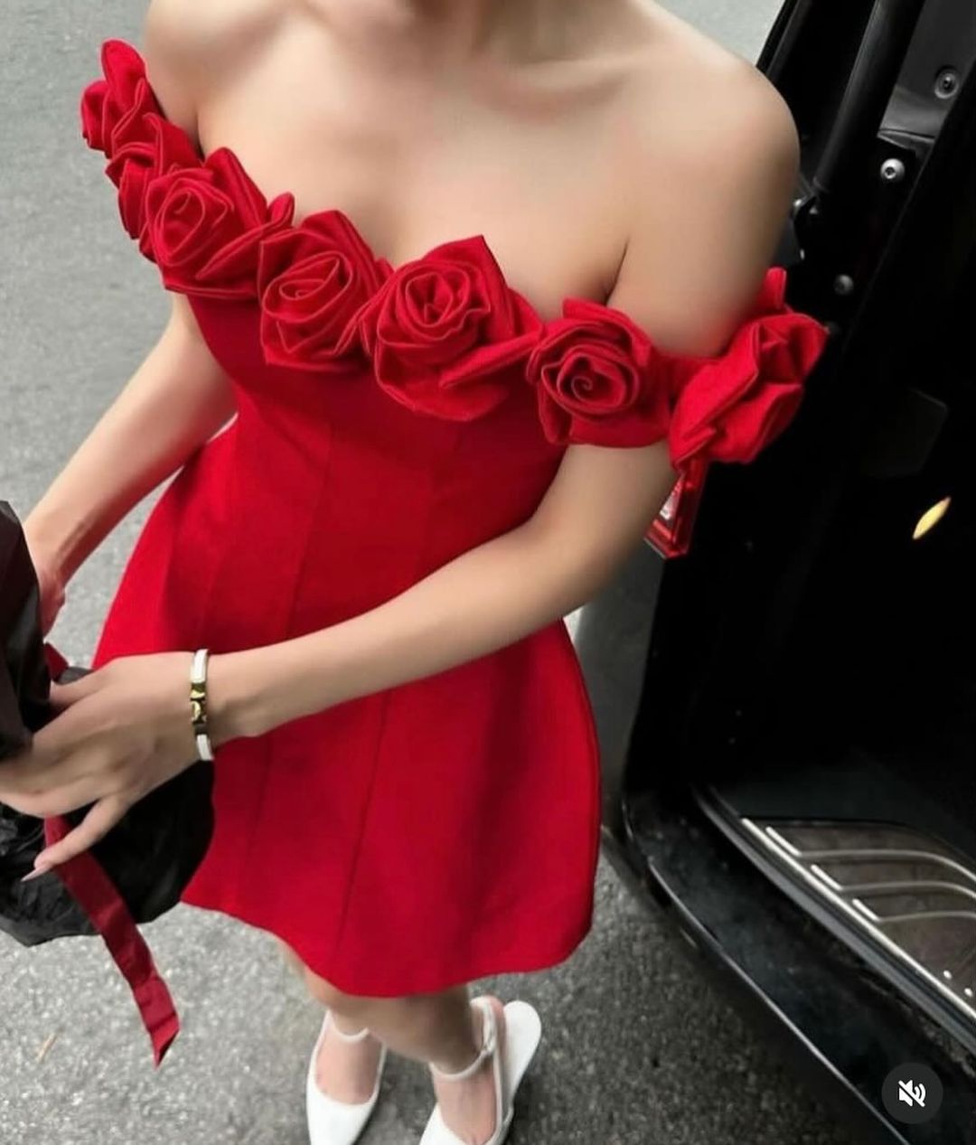 Elegant Off-The-Shoulder Red A-Line Dress for Birthday Party & Homecoming | Floral Design J3522 | Perfect for Prom, Cocktail Parties & Special Occasions